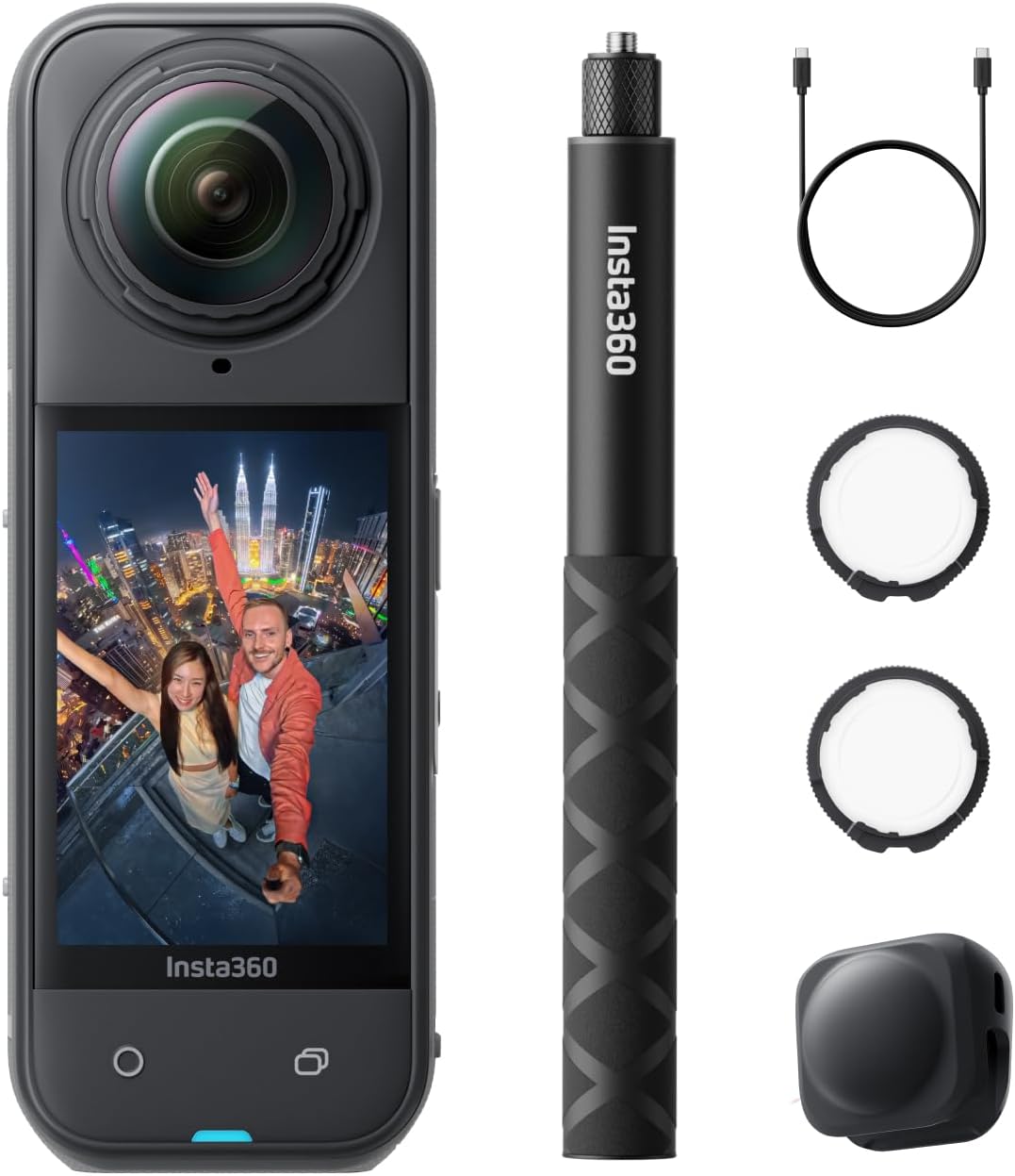 Caméra 360 Insta360 X5 Pack protège-objectifs - vidéo 8K - basse lumière - perche invisible - audio net - autonomie 3 h-Nestuphut