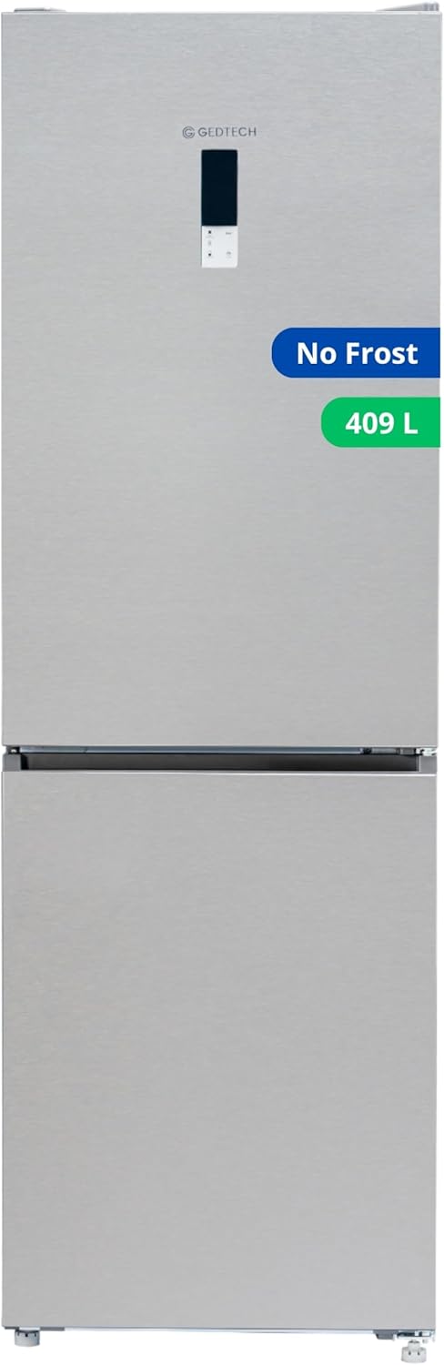 GEDTECH Réfrigérateur Combiné GCB409NFIX 409L - Inox No Frost - Congélateur Bas Grande Capacité Pose Libre-Nestuphut