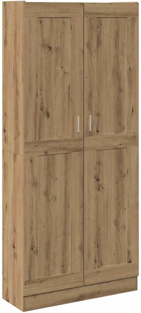 Buffet haut chêne artisanal - 82,5 x 30,5 x 185 cm bois d ingénierie - porte style shaker montage au sol - rangement général maison limite 60 kg-Nestuphut