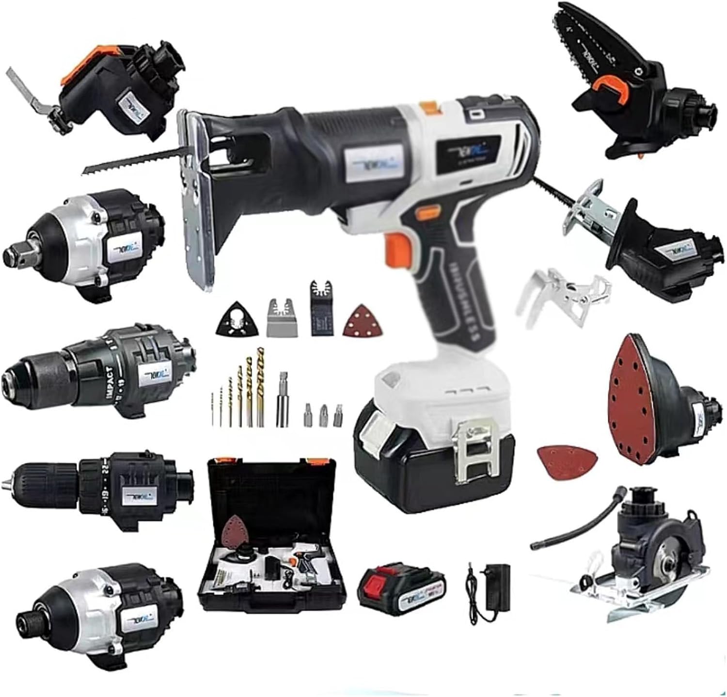 Kit combiné outils électriques sans fil - perceuse visseuse à percussion sans balais avec une batterie-Nestuphut
