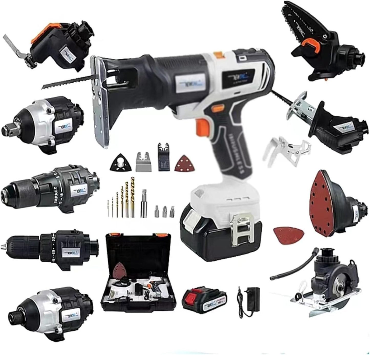 Kit combiné outils électriques sans fil - perceuse visseuse à percussion sans balais avec une batterie-Nestuphut