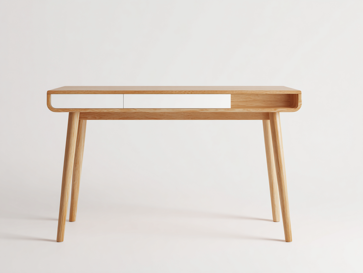 Schreibtisch-Holz-MDF-126 x 57 x 75 cm-Natur-Weiß-Moderner Stil-Casagetio