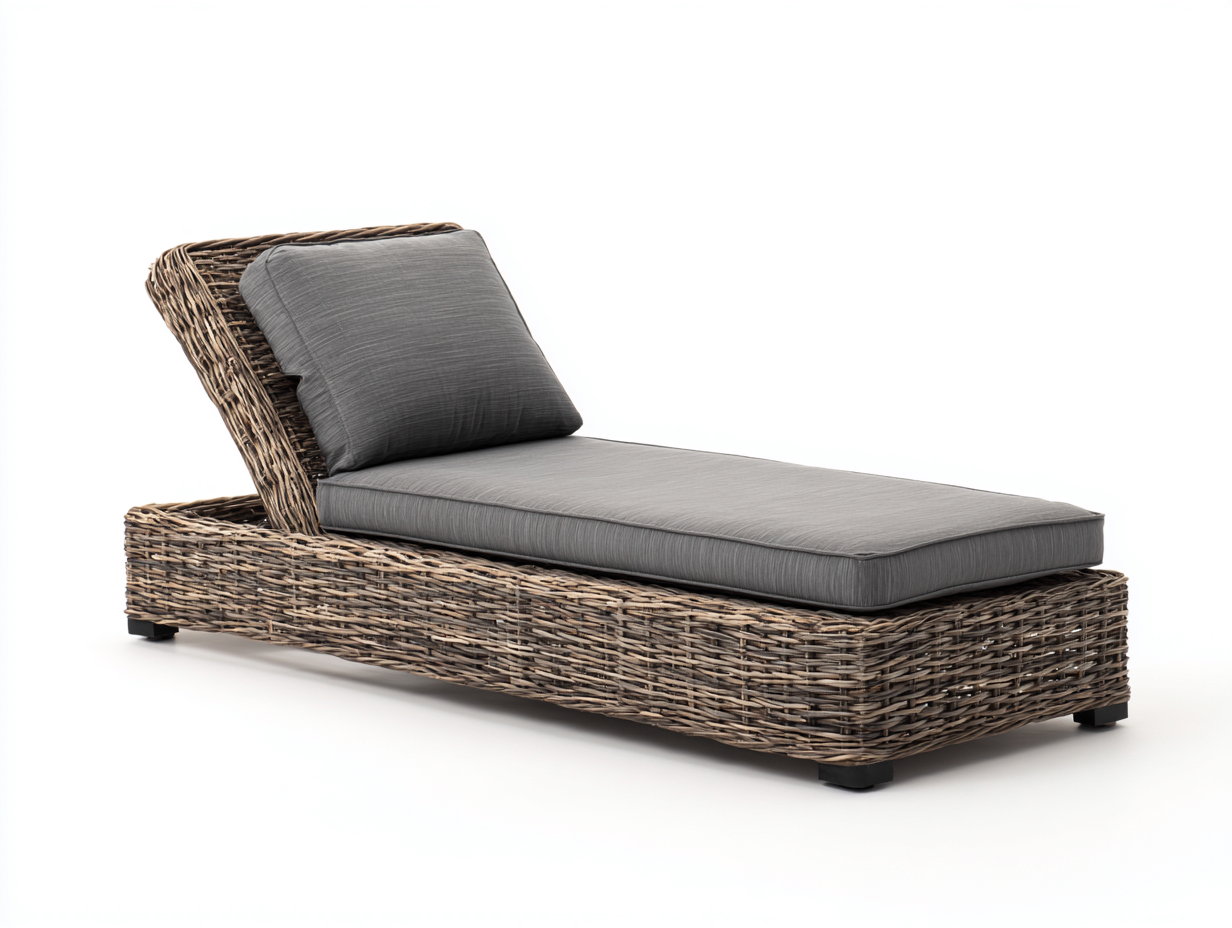 Sonnenliege-Rattan-Gewebe-Metall-196x70x74 cm-Natur-Grau-Modernes Gartenmöbel-Casagetio