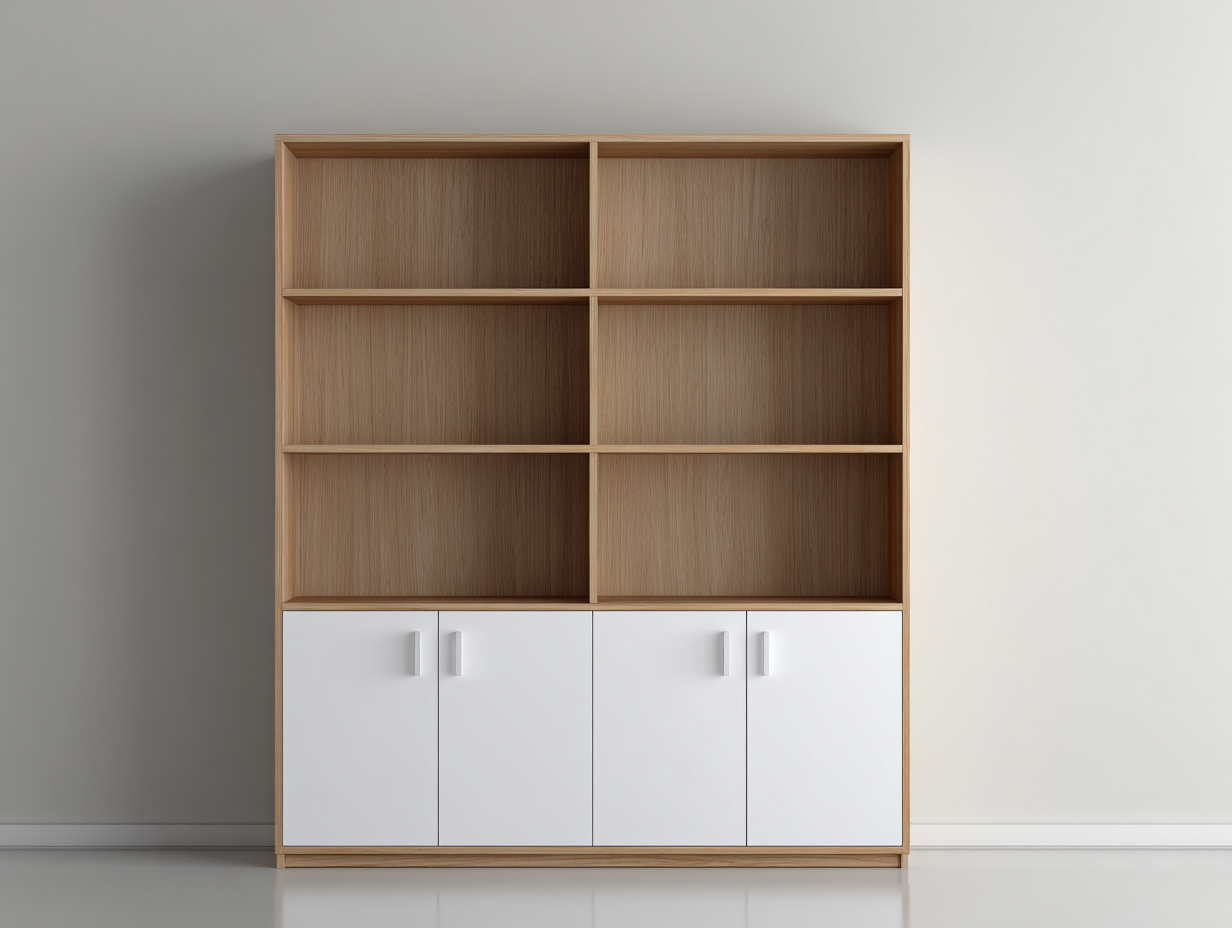 Bücherregal-Holz-158 x 42 x 142 cm-Eiche-Weiß-Moderner skandinavischer Stil-Casagetio