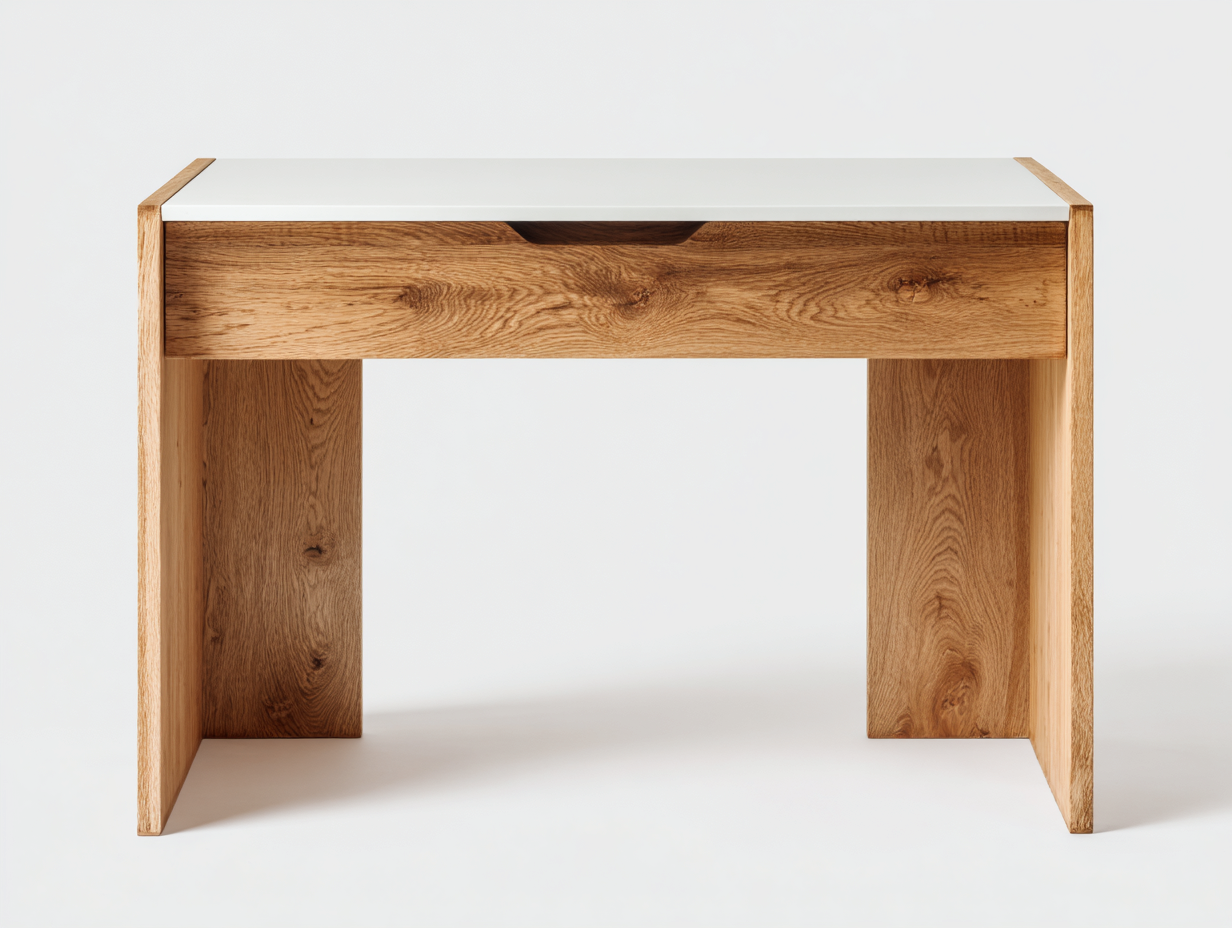 Schreibtisch-Holz-MDF-118 x 60 x 75 cm-Natur-Weiß-Minimalistischer Stil-Casagetio