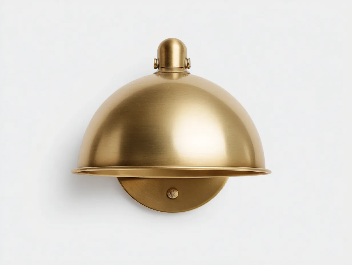 Aplique de pared 27x15x19 cm - latón satinado - dorado - pantalla curva - estilo decorativo contemporáneo