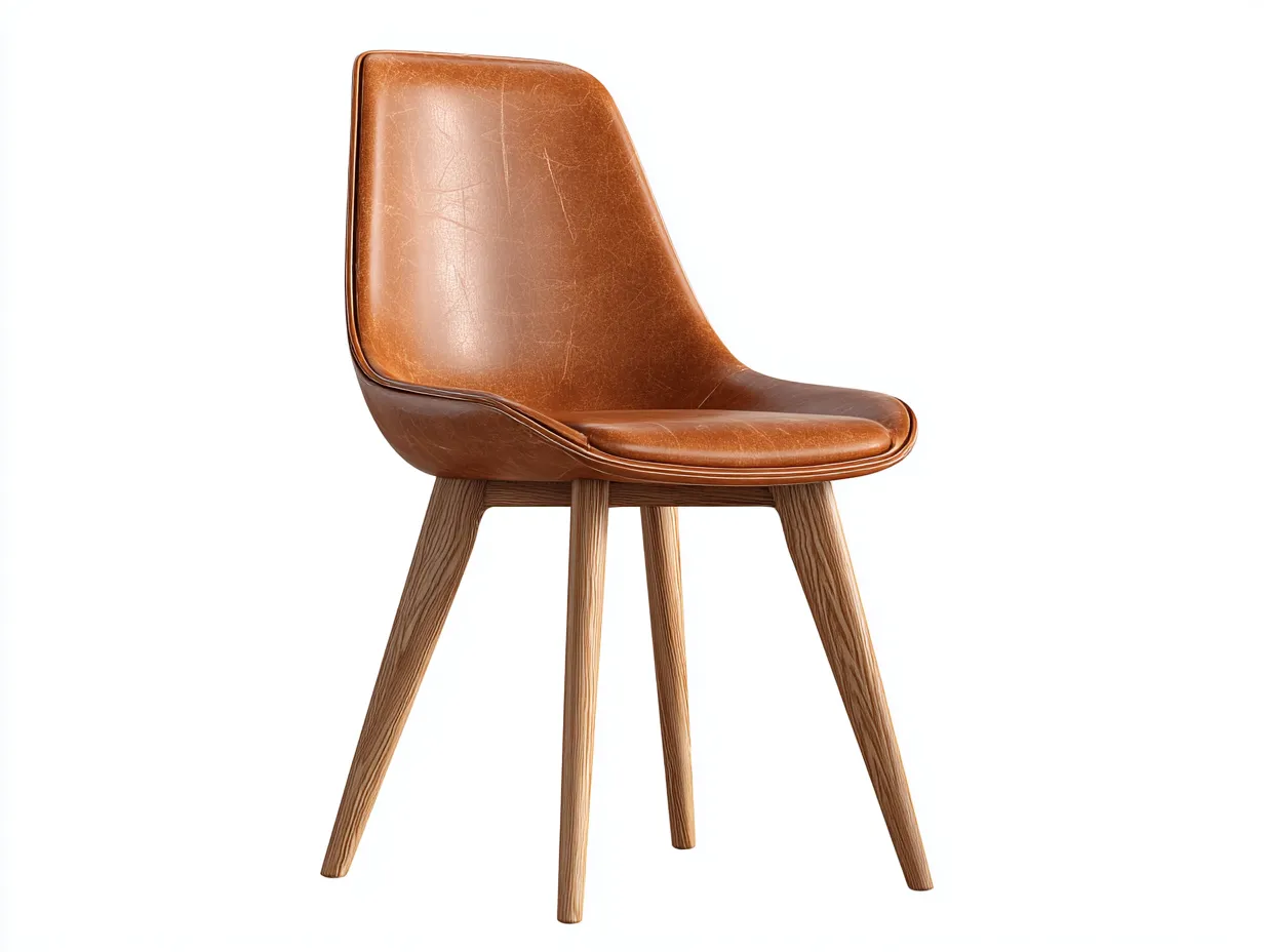 Chaise de salle à manger en cuir 55x52x82 cm - marron - design contemporain avec pieds en bois-Cozygethut