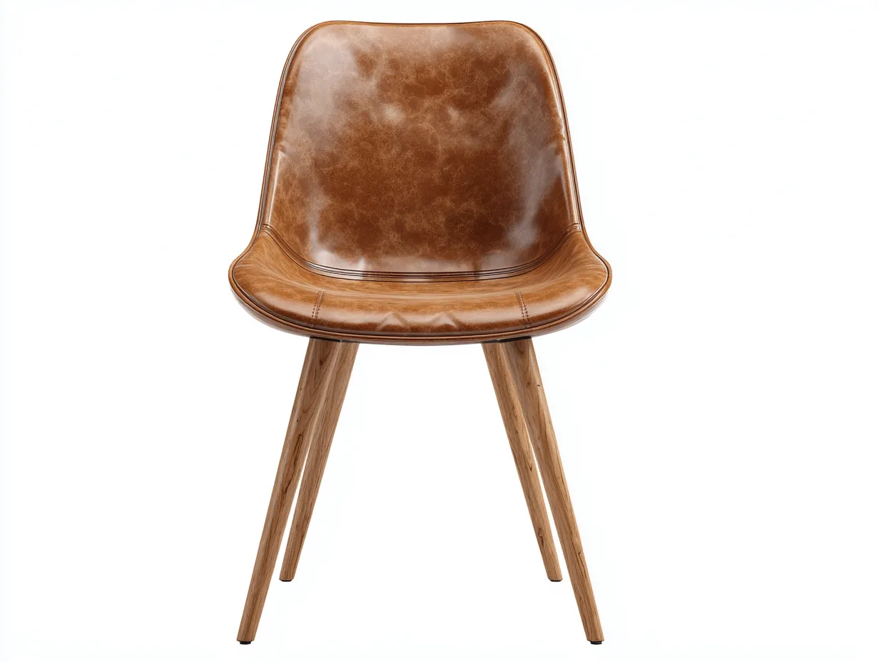 Chaise de salle à manger en cuir 54x50x81 cm - marron - design contemporain avec pieds en bois-Cozygethut