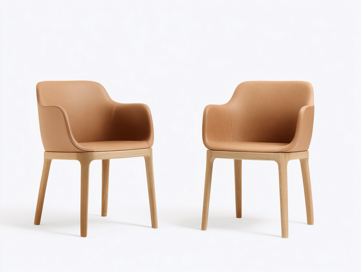 Sedia da pranzo-pelle sintetica-legno-61x65x84 cm-marrone chiaro-design contemporaneo-Oakgopad