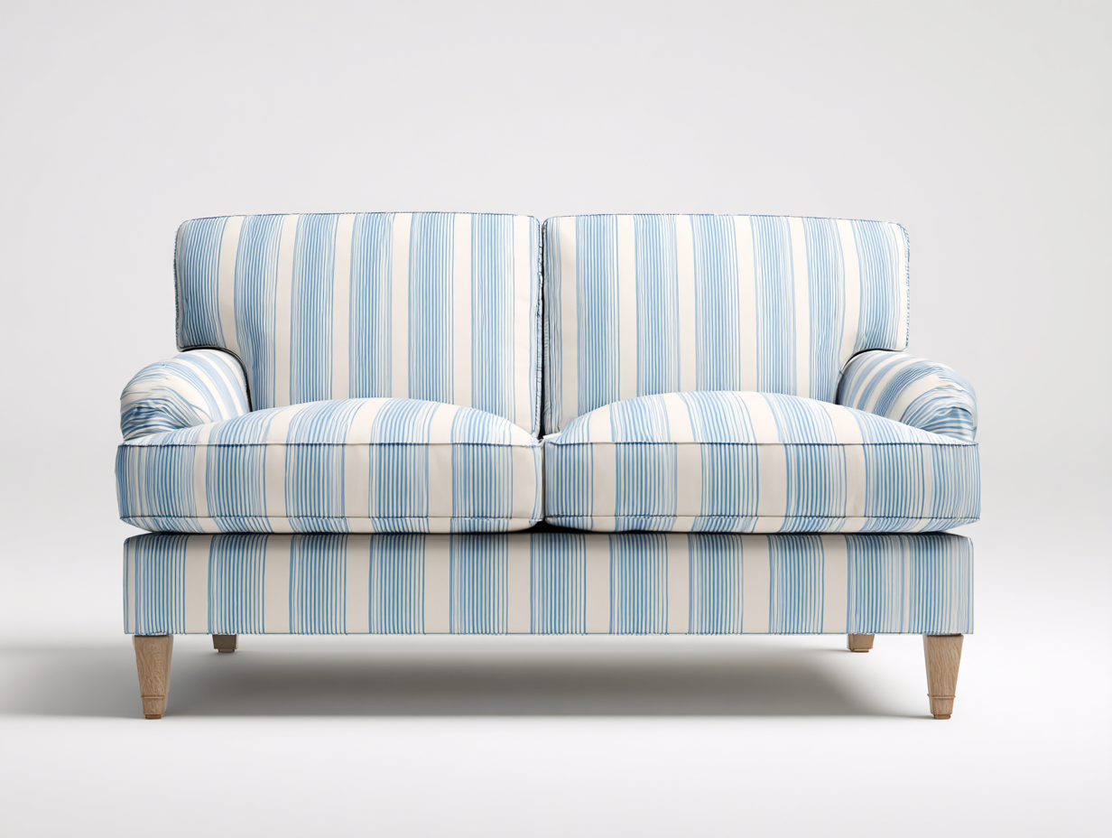 Divano a due posti - tessuto-legno - 165x88x92 cm - bianco-azzurro - stile moderno-Oakgopad