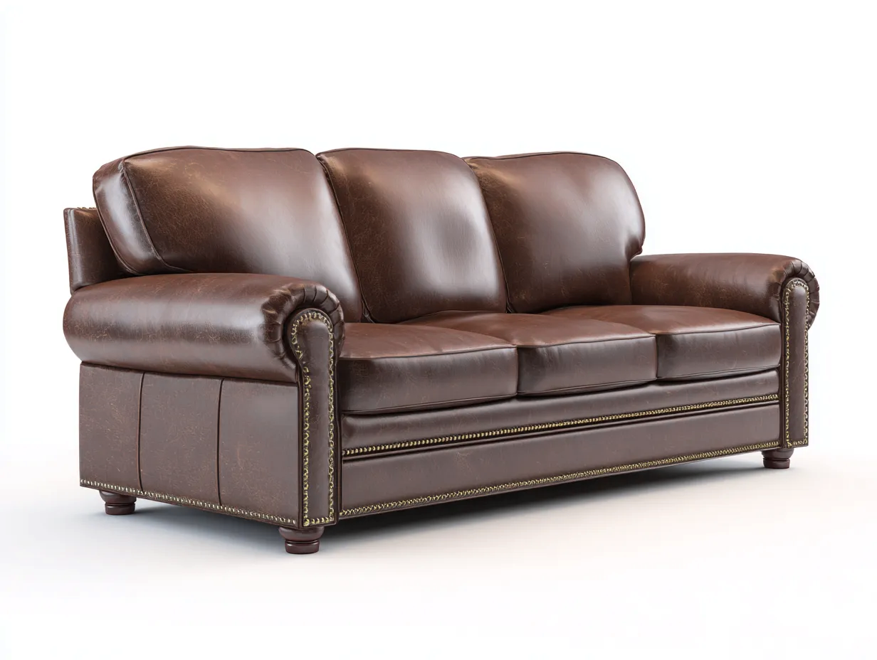 Divano a 3 posti - pelle - 244x97x91 cm - marrone vintage - stile classico decorativo-Oakgopad