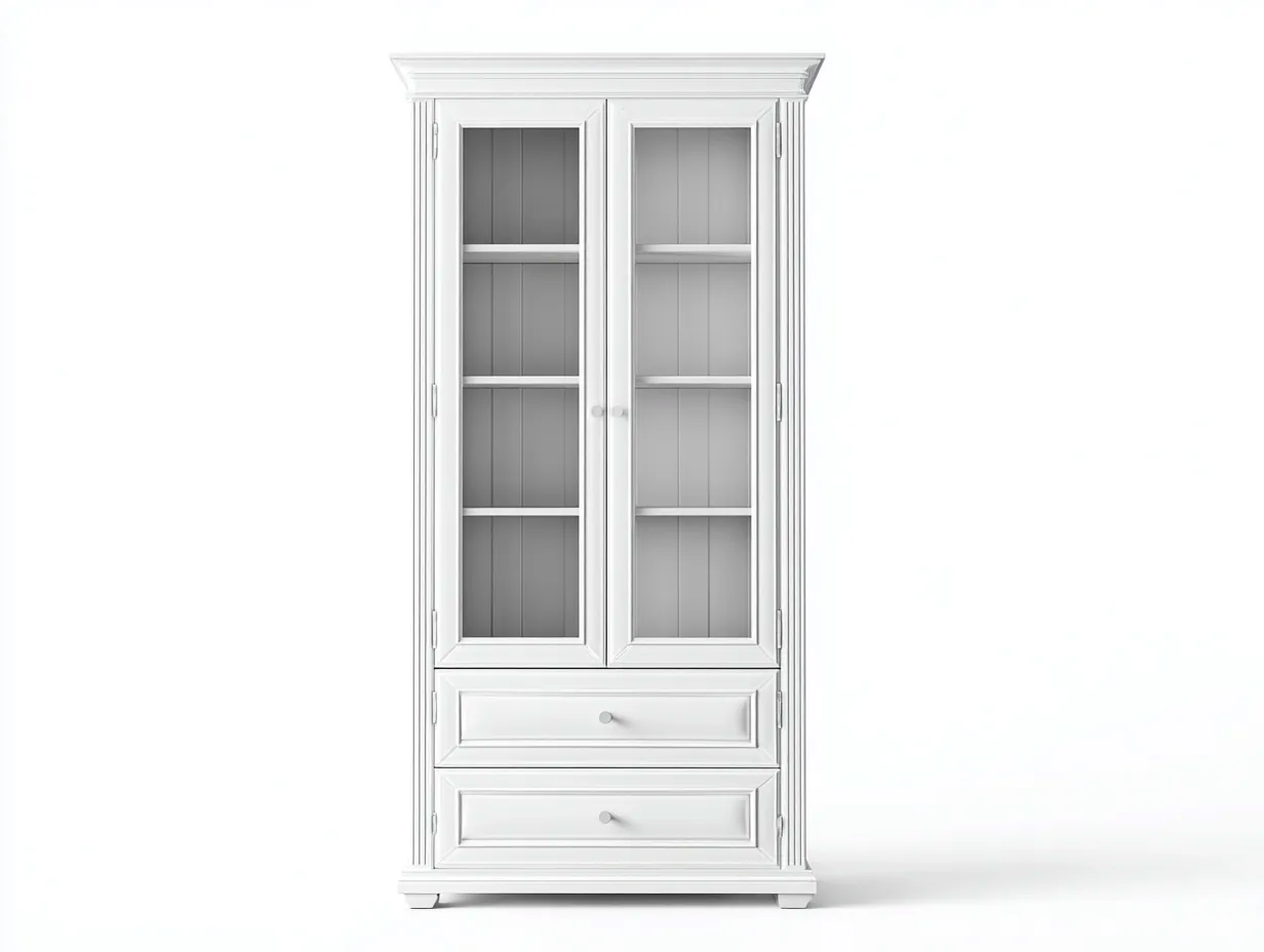 Vetrina - Legno-Vetro - 92x44x182 cm - Bianco - Stile classico moderno-Oakgopad