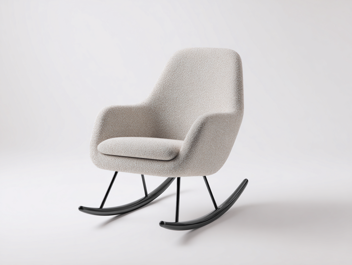 Sedia a dondolo - tessuto-metallo - 84x72x96 cm - beige-nero - stile moderno-Oakgopad