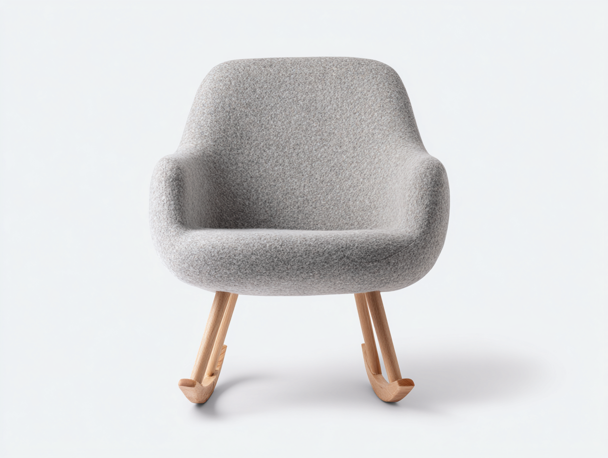 Sedia a dondolo - tessuto-legno - 86x74x93 cm - grigio-legno chiaro - stile moderno-Oakgopad