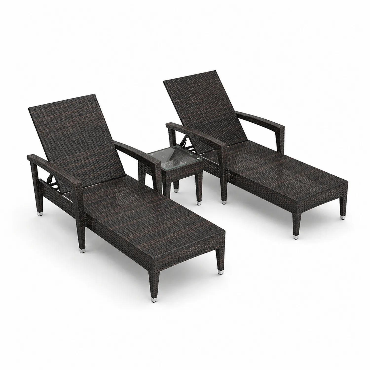 Set de Muebles de Ratán Sintético con Mesa de Vidrio Templado-Solveronest