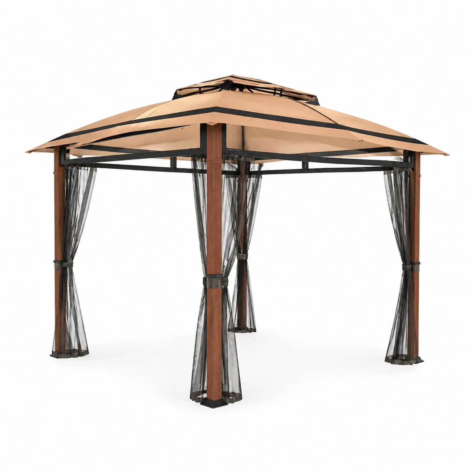 Cenador de Aluminio y Poliéster 3x3 m Beige con Malla-Solveronest