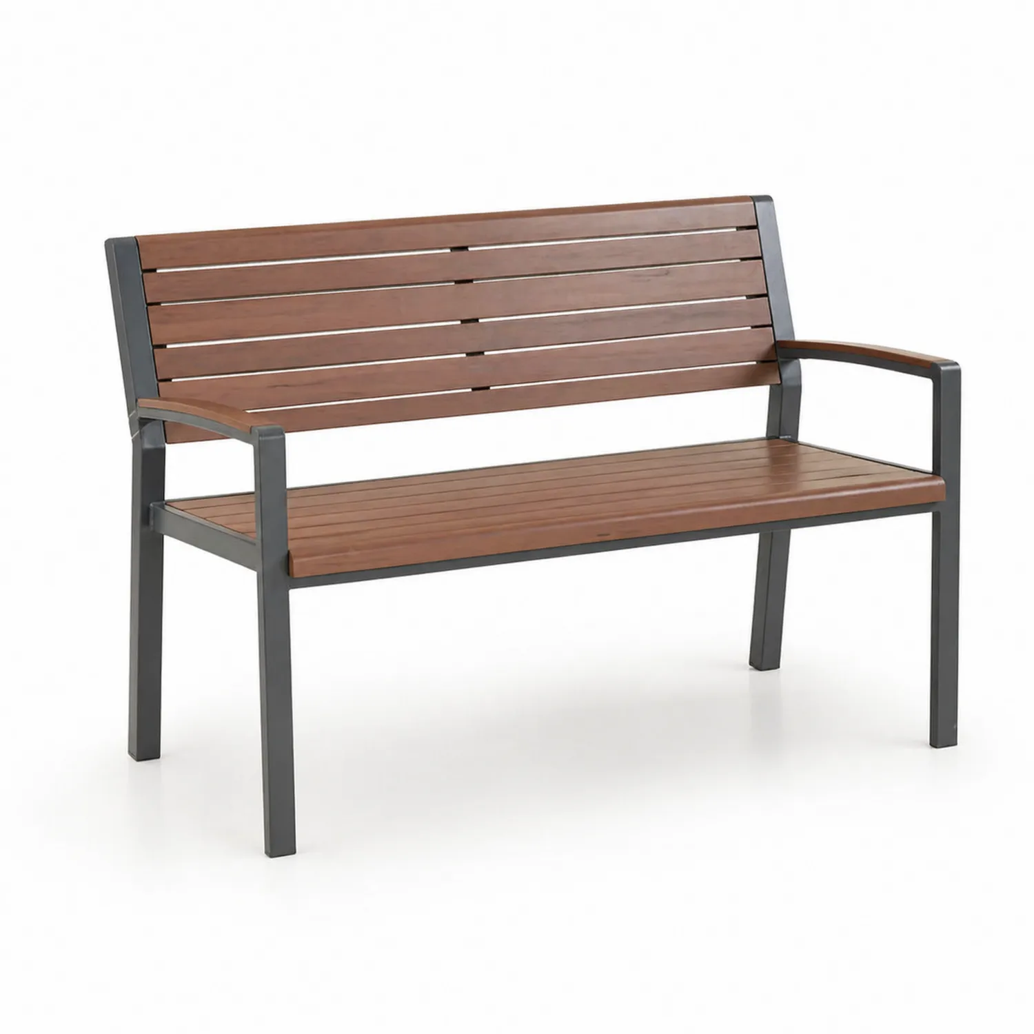 Banco de madera y metal para exterior Marrón y Gris 120x60x85 cm-Solveronest