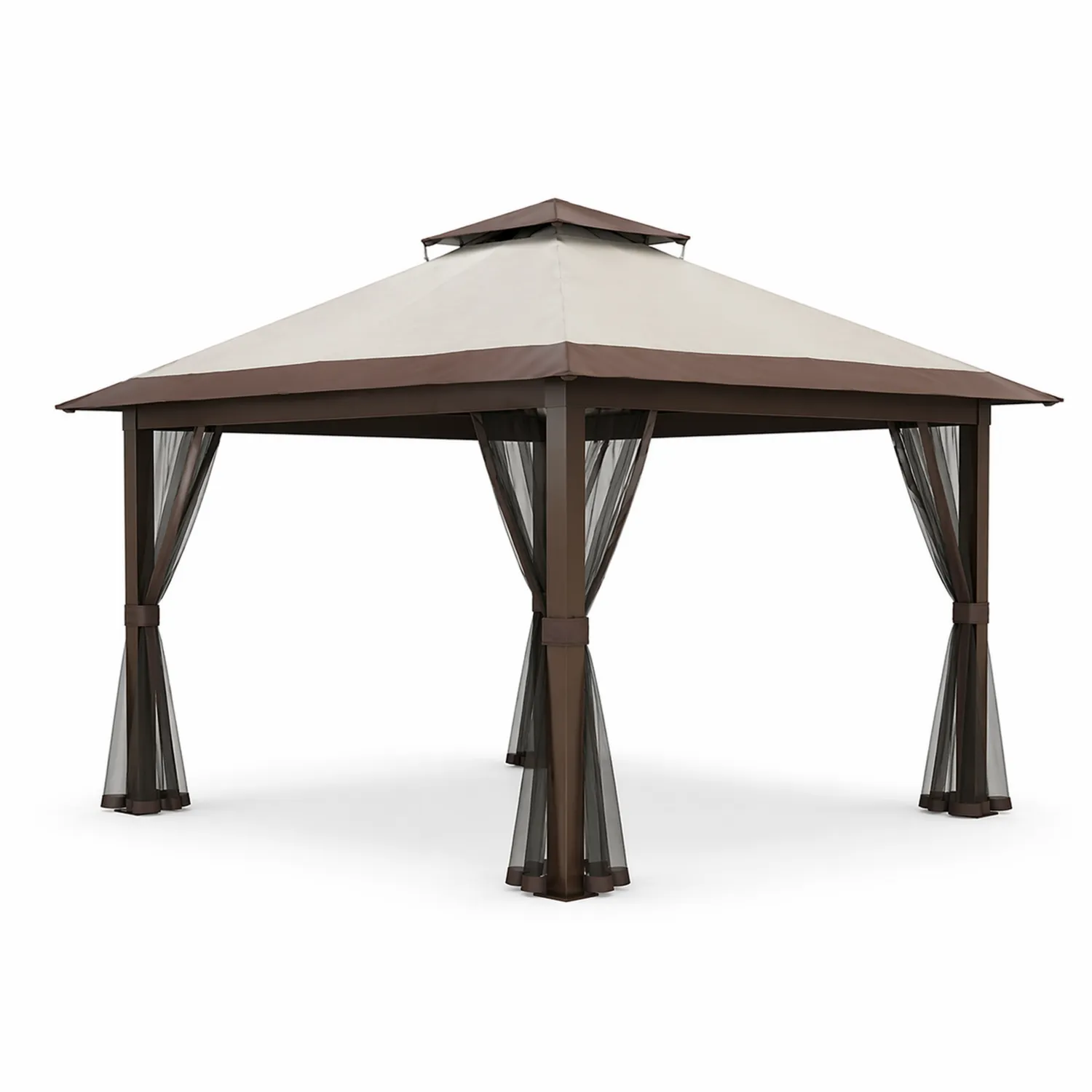 Cenador de Jardín de Acero y Poliéster Beige/Marrón-Solveronest