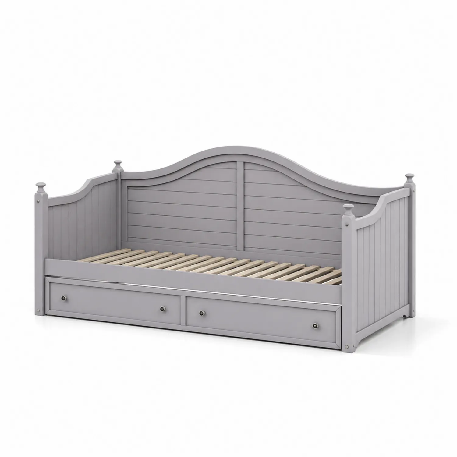 Cama de día de madera de pino con cajones Gris-Solveronest
