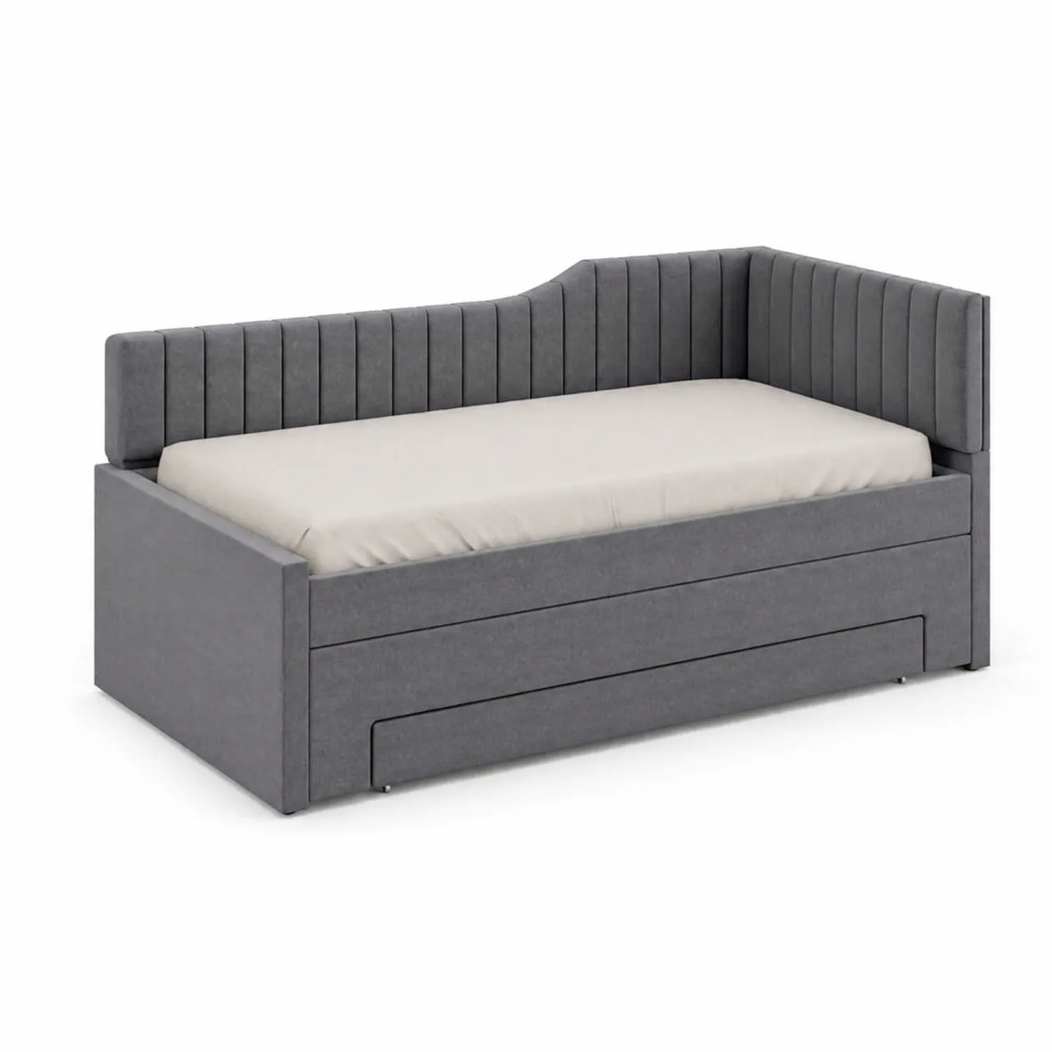 Cama de día con almacenamiento de tela gris 200x90 cm-Solveronest