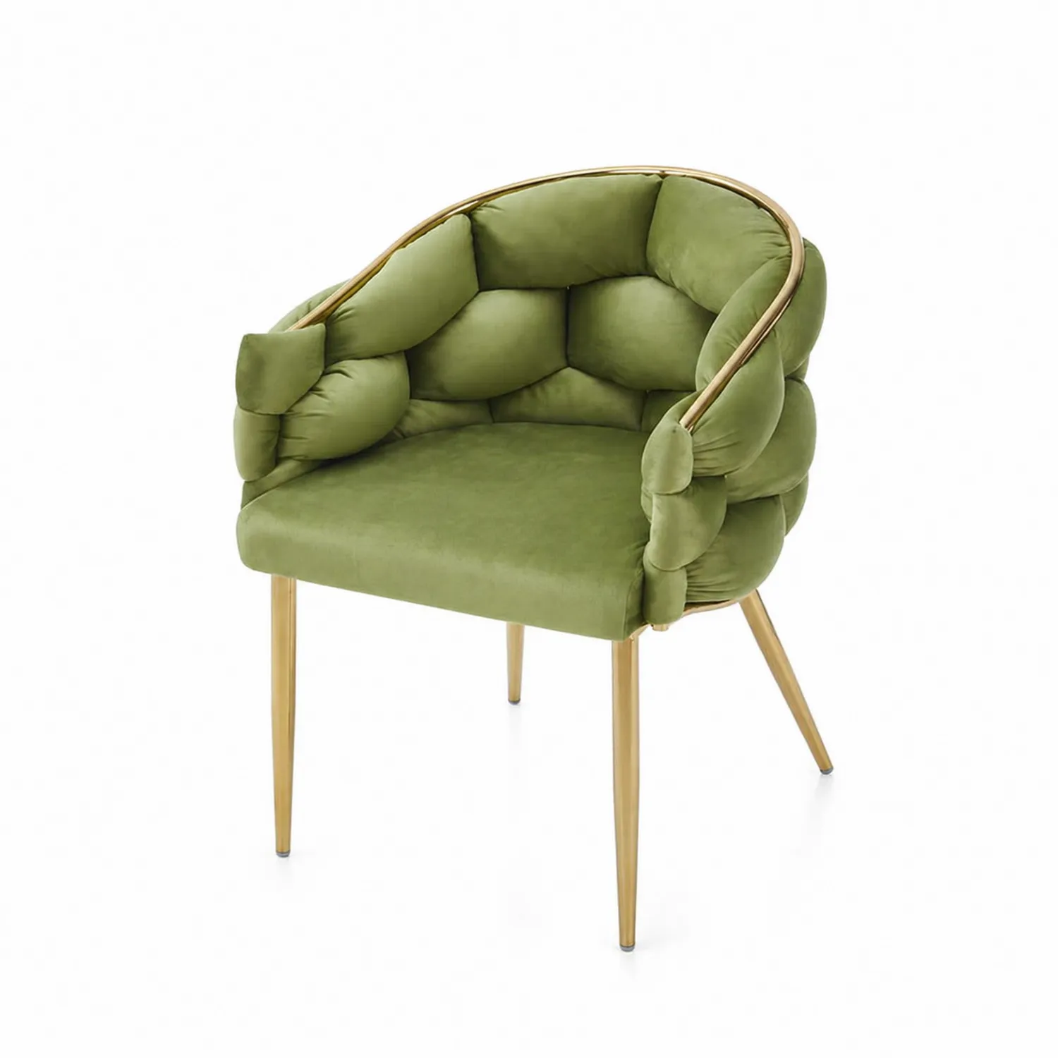 Silla de terciopelo con patas de metal-Solveronest