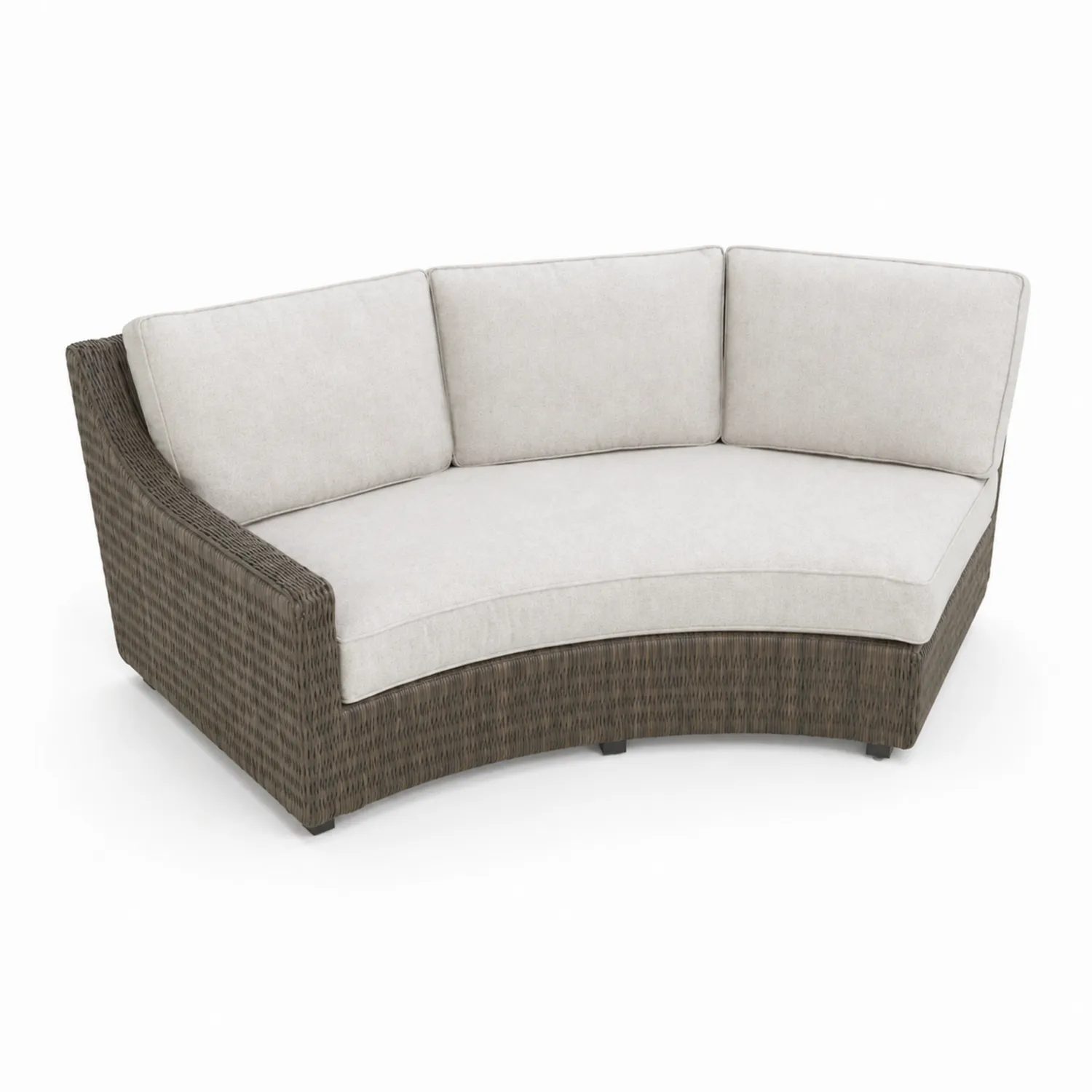 Sofá curvo de mimbre sintético con cojines beige-Solveronest