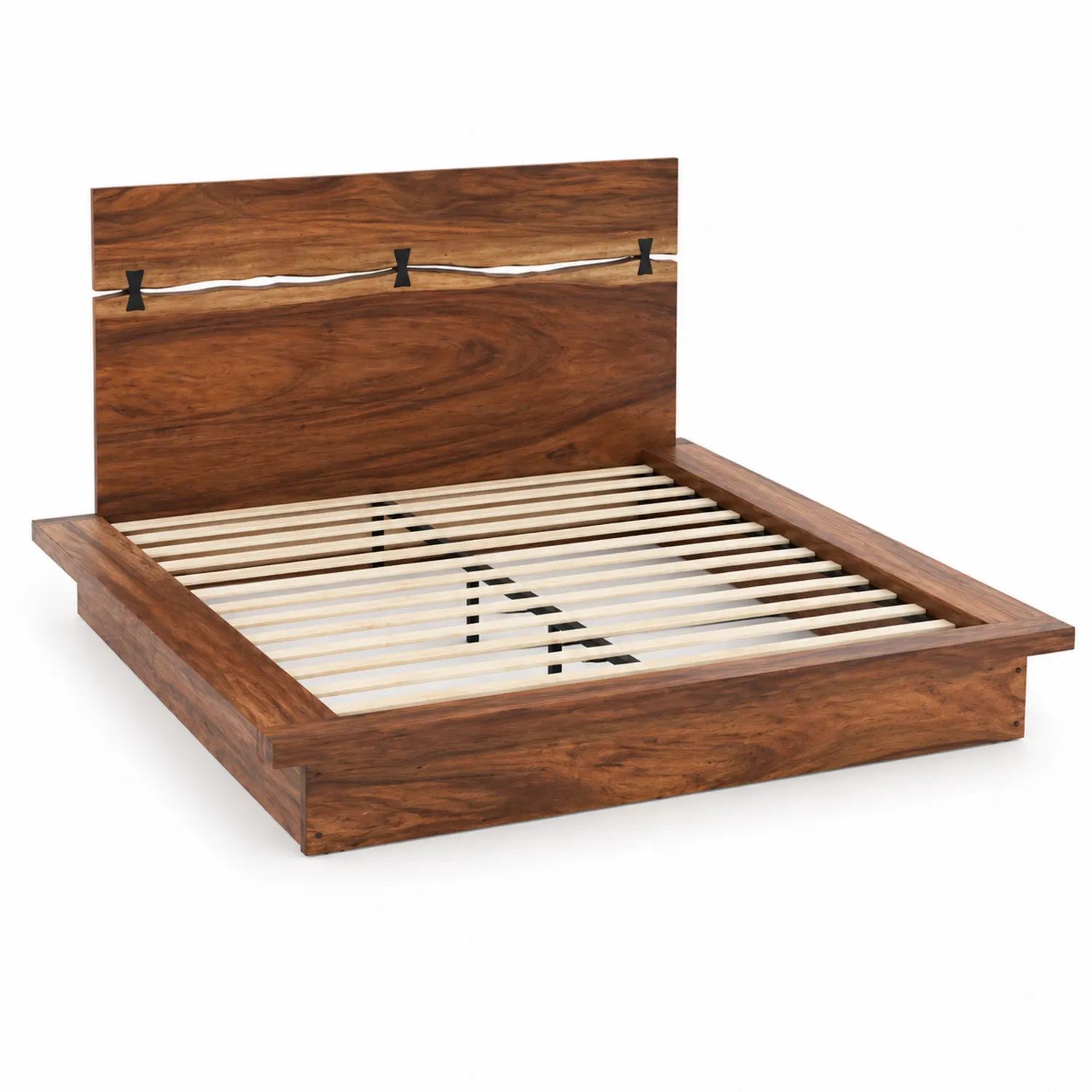 Cama doble de madera de teca 200x180 cm-Solveronest