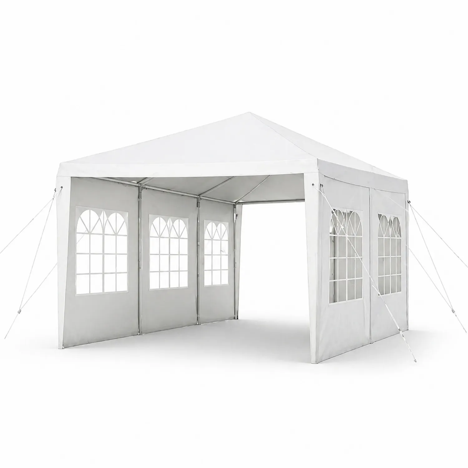 Carpa de Fiesta Blanca 3x3m con Ventanas, Poliéster Resistente al Agua-Solveronest