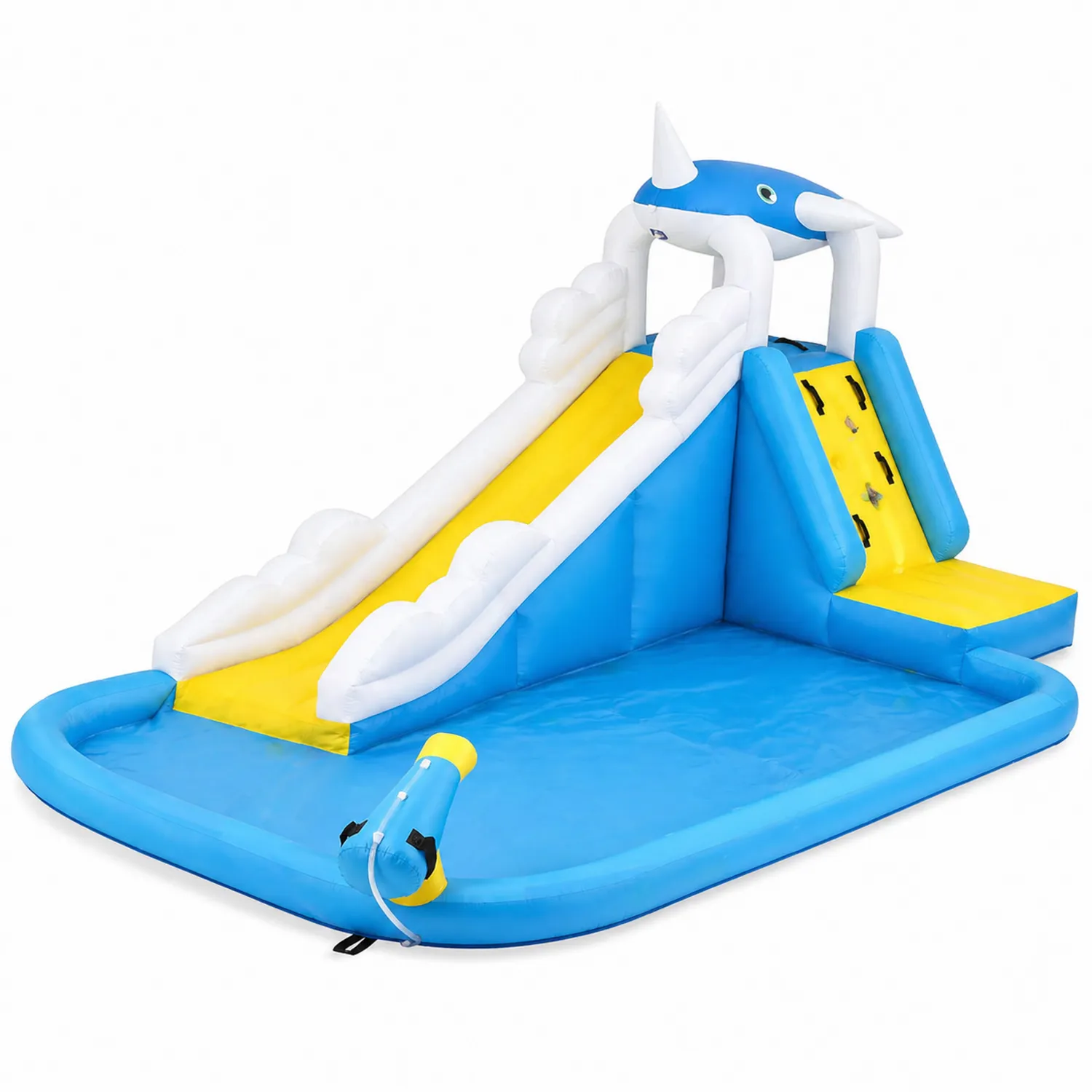 Parque acuático inflable con tobogán de PVC Azul/Amarillo-Solveronest