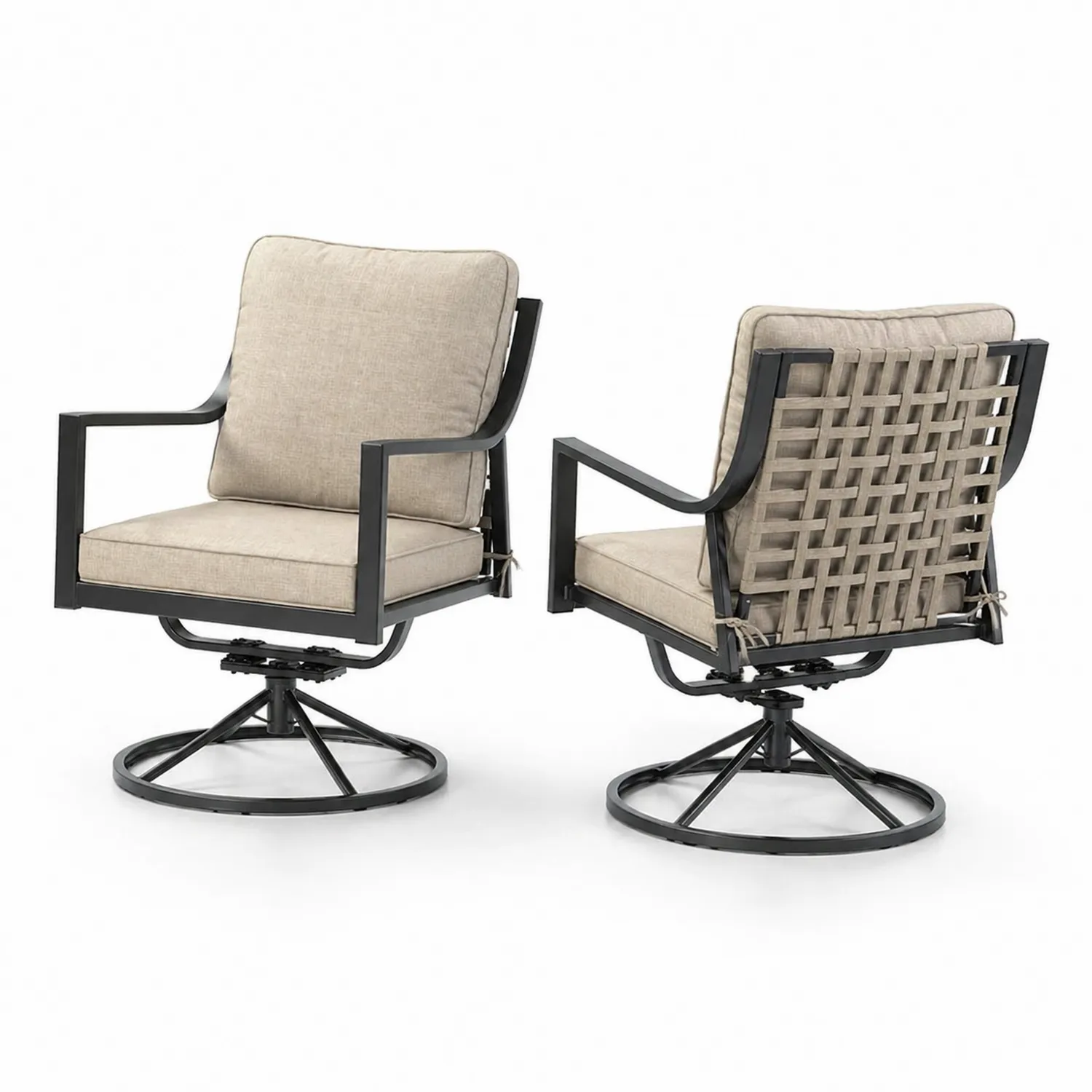 Sillas giratorias de aluminio y poliéster Beige 2 piezas-Solveronest