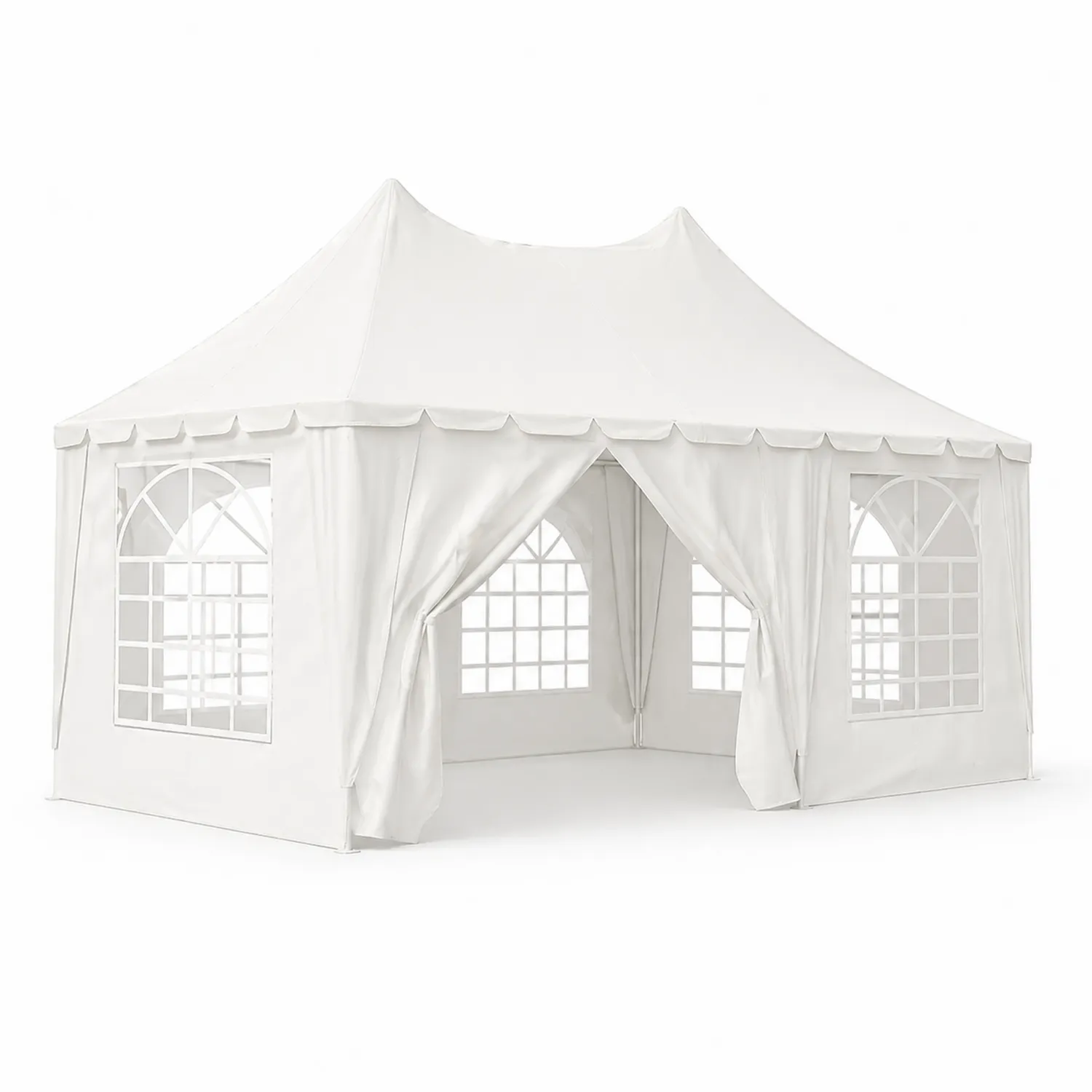 Carpa de Poliéster Blanca con Ventanas para Exterior-Solveronest