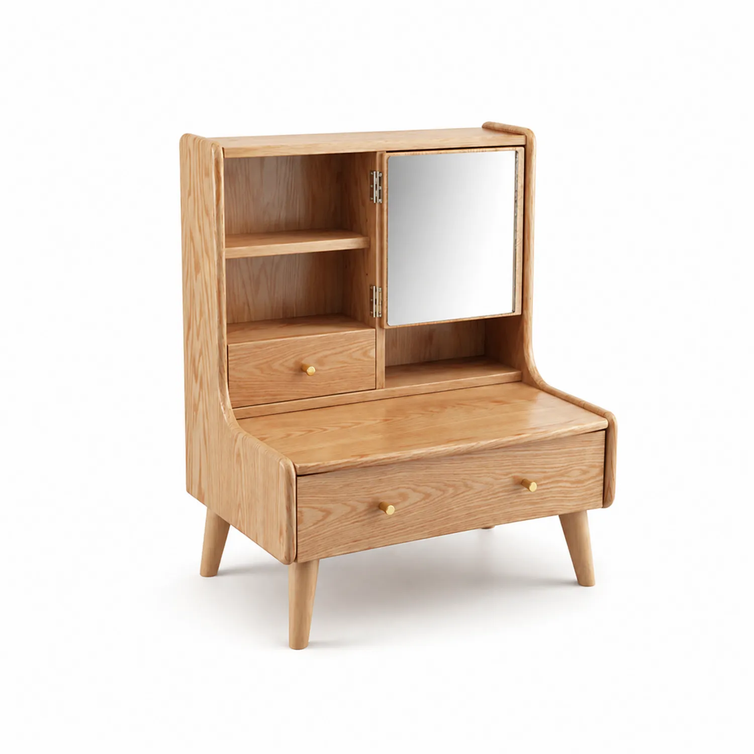Tocador de Madera Maciza con Espejo y Cajones 80x40x100 cm-Solveronest