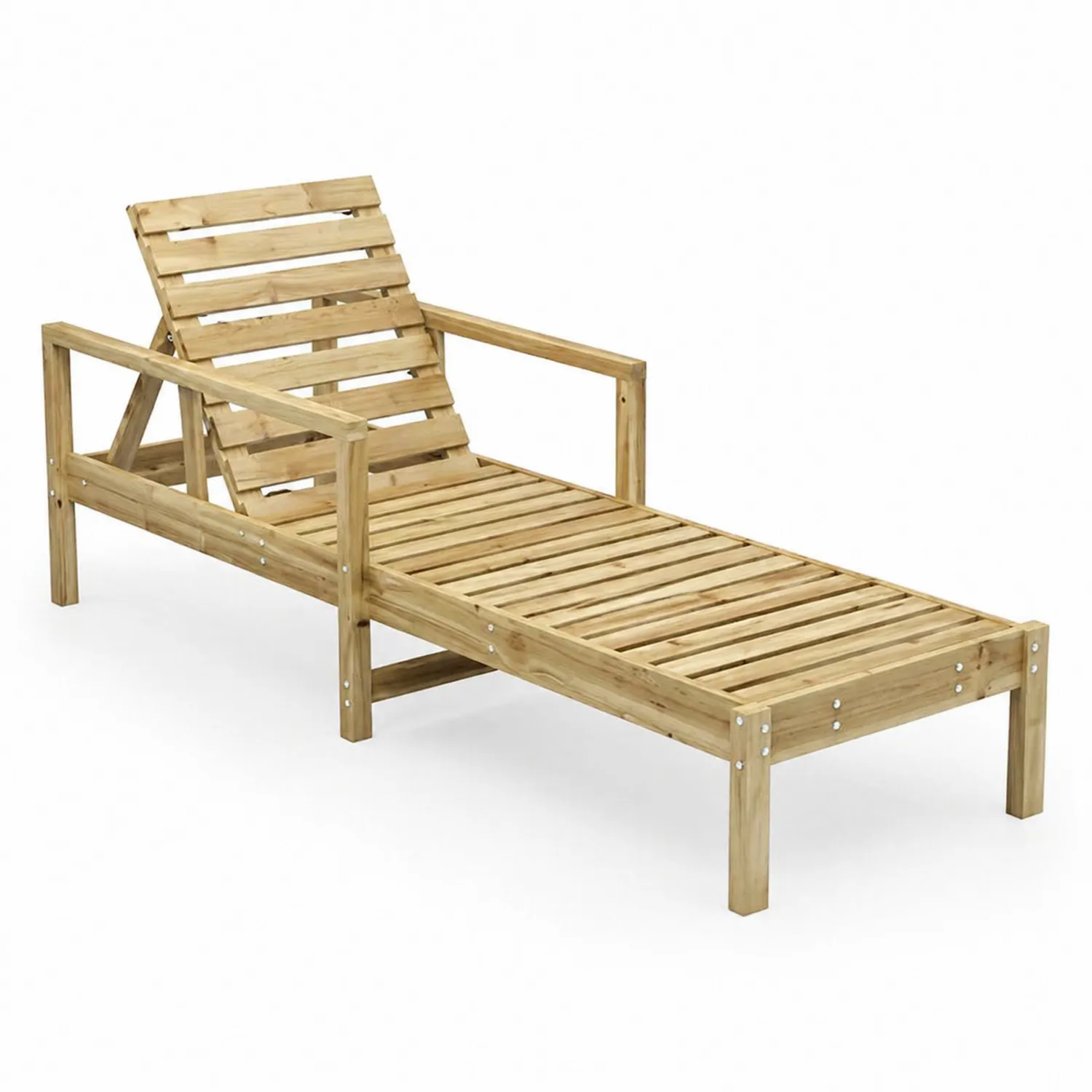 Tumbona de Madera de Acacia Ajustable Exterior 200x68x30 cm Marrón-Solveronest