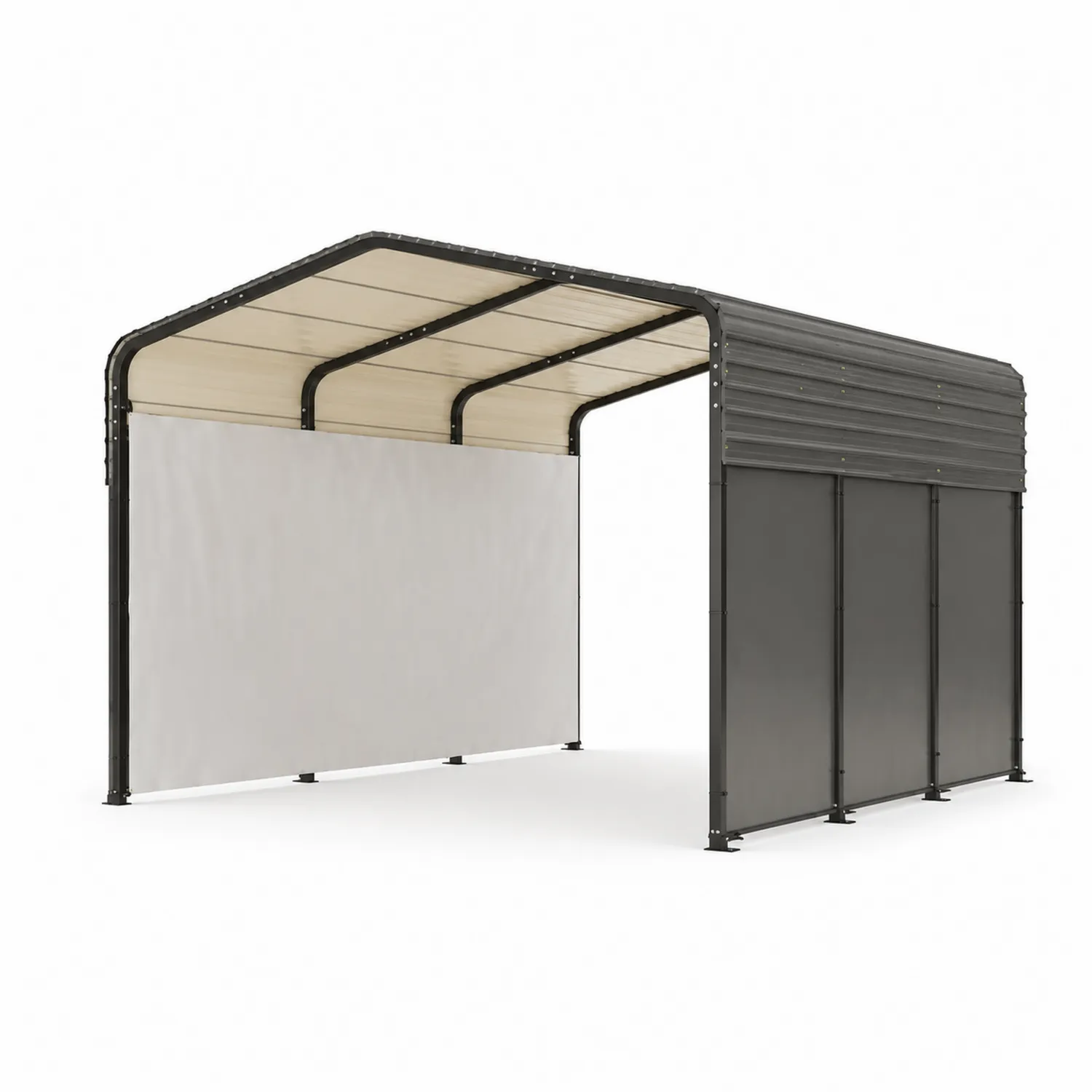 Cenador de acero con policarbonato beige/gris 300x600x250 cm-Solveronest