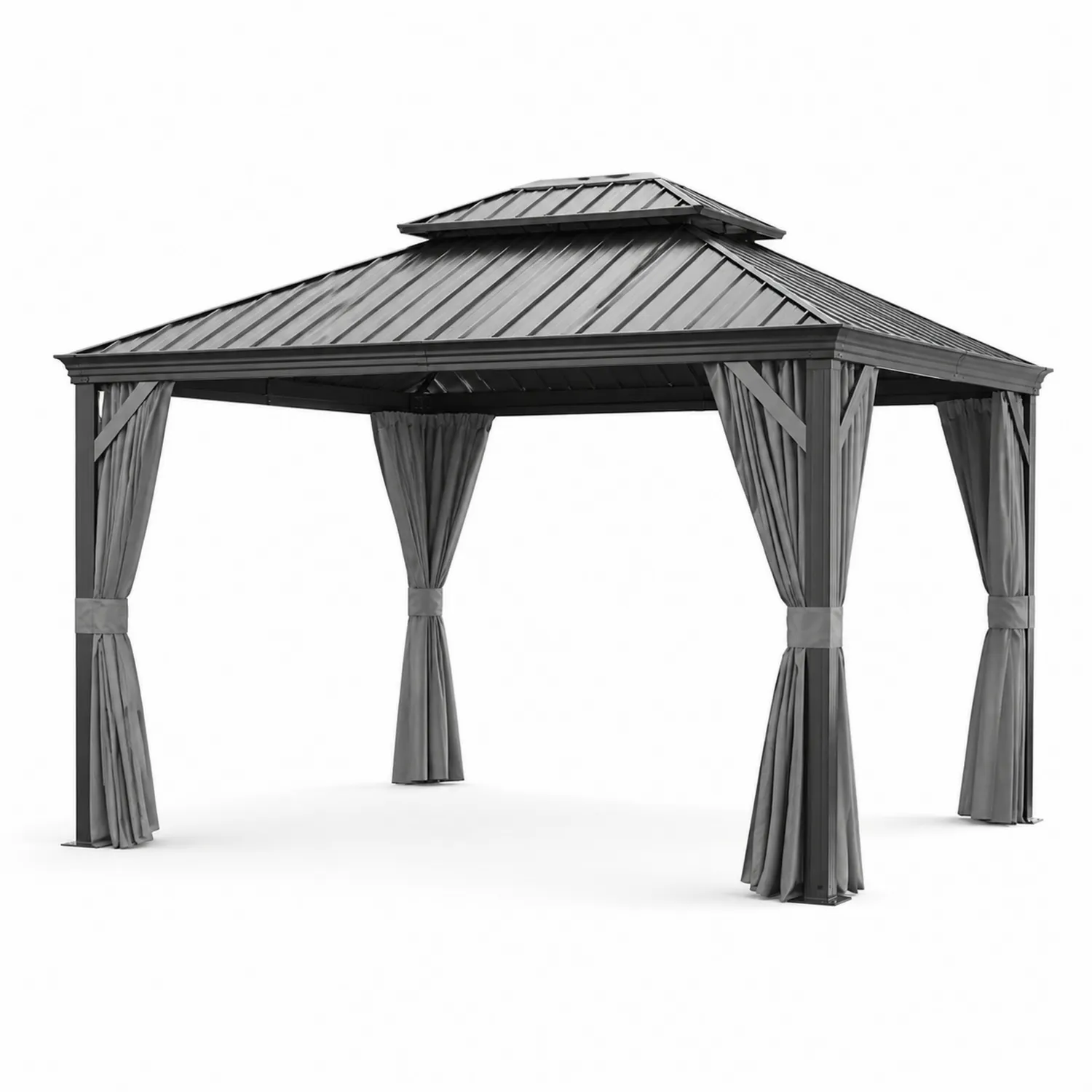 Cenador Metálico de Jardín 300x300x260 cm Gris-Solveronest