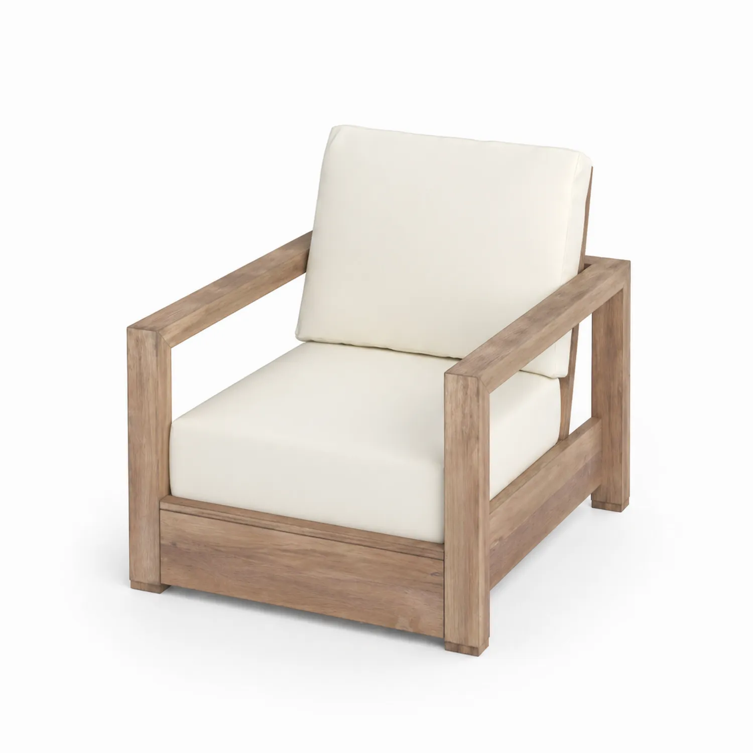 Sillón de Madera de Teca con Cojines de Poliéster Beige-Solveronest