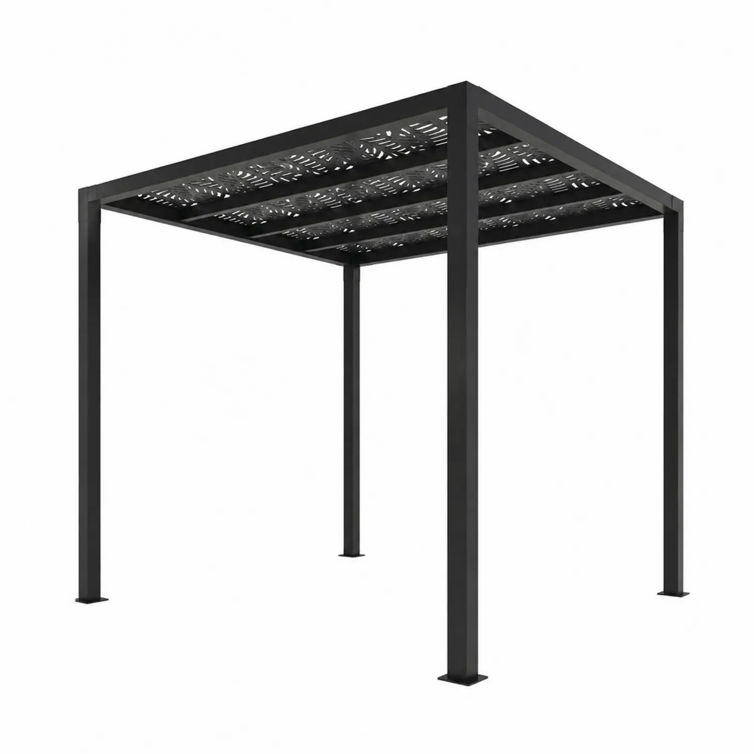 Pérgola metálica negra 3x3m-Solveronest