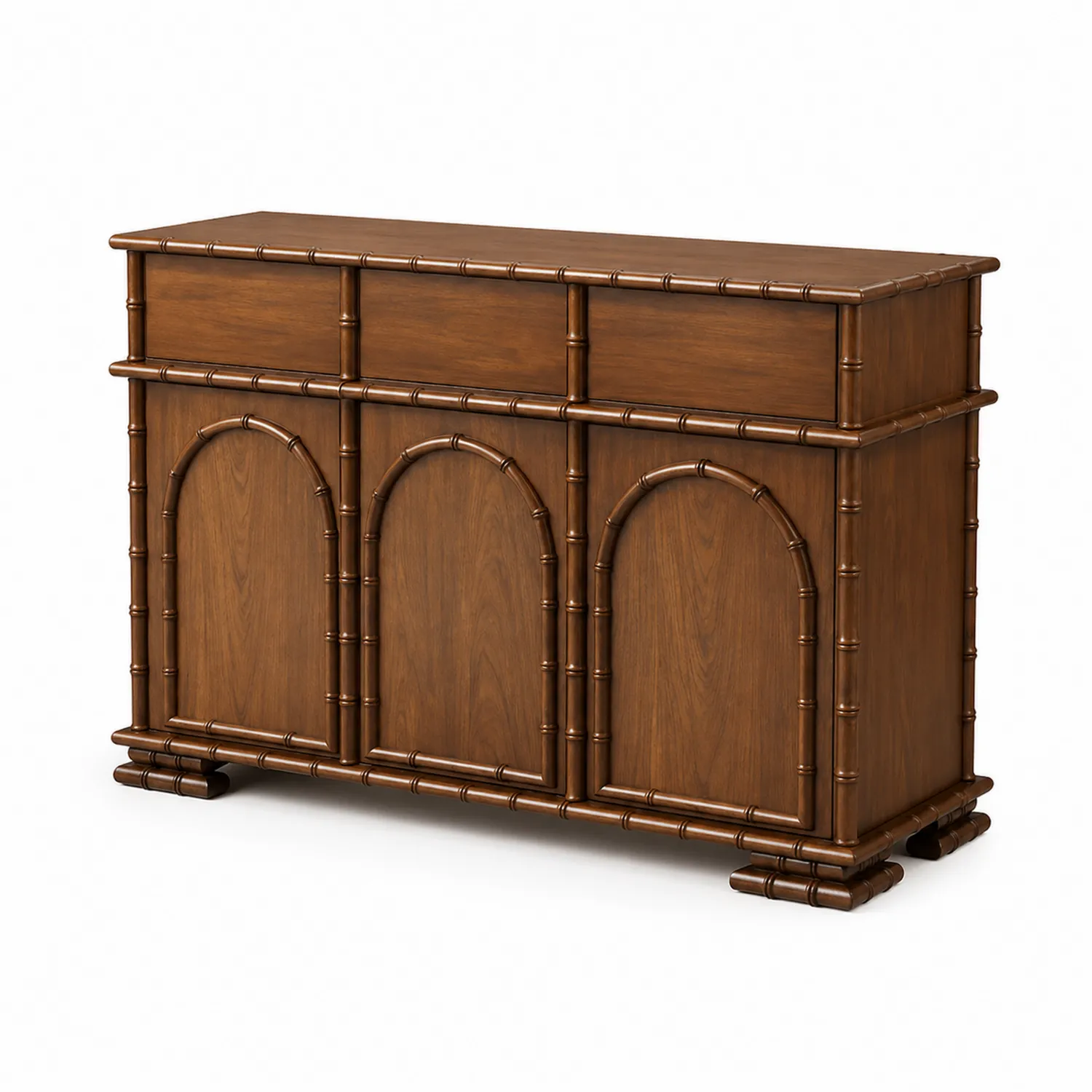 Aparador de Madera Maciza Marrón con Puertas en Arco-Solveronest
