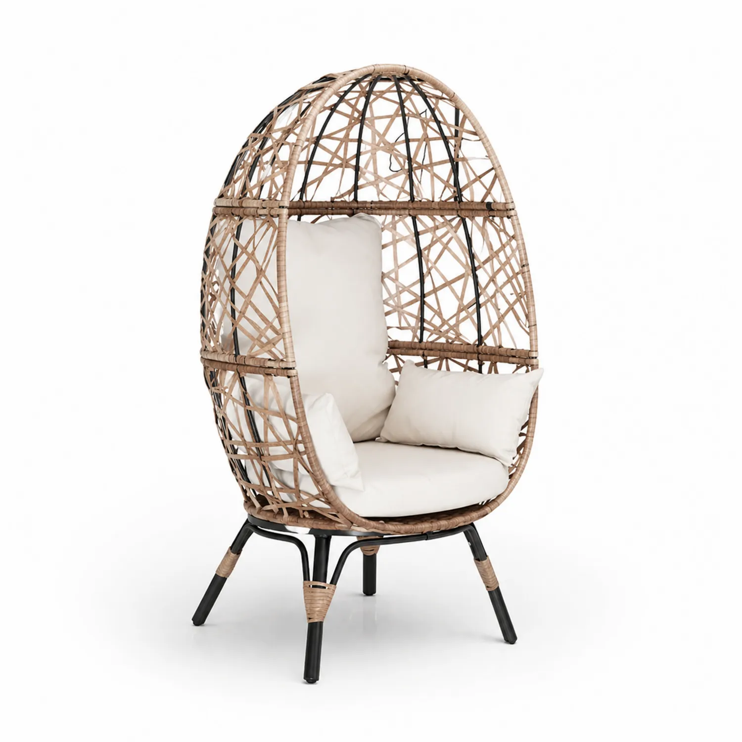 Sillón de Huevo de Ratán Sintético con Cojines de Poliéster-Solveronest