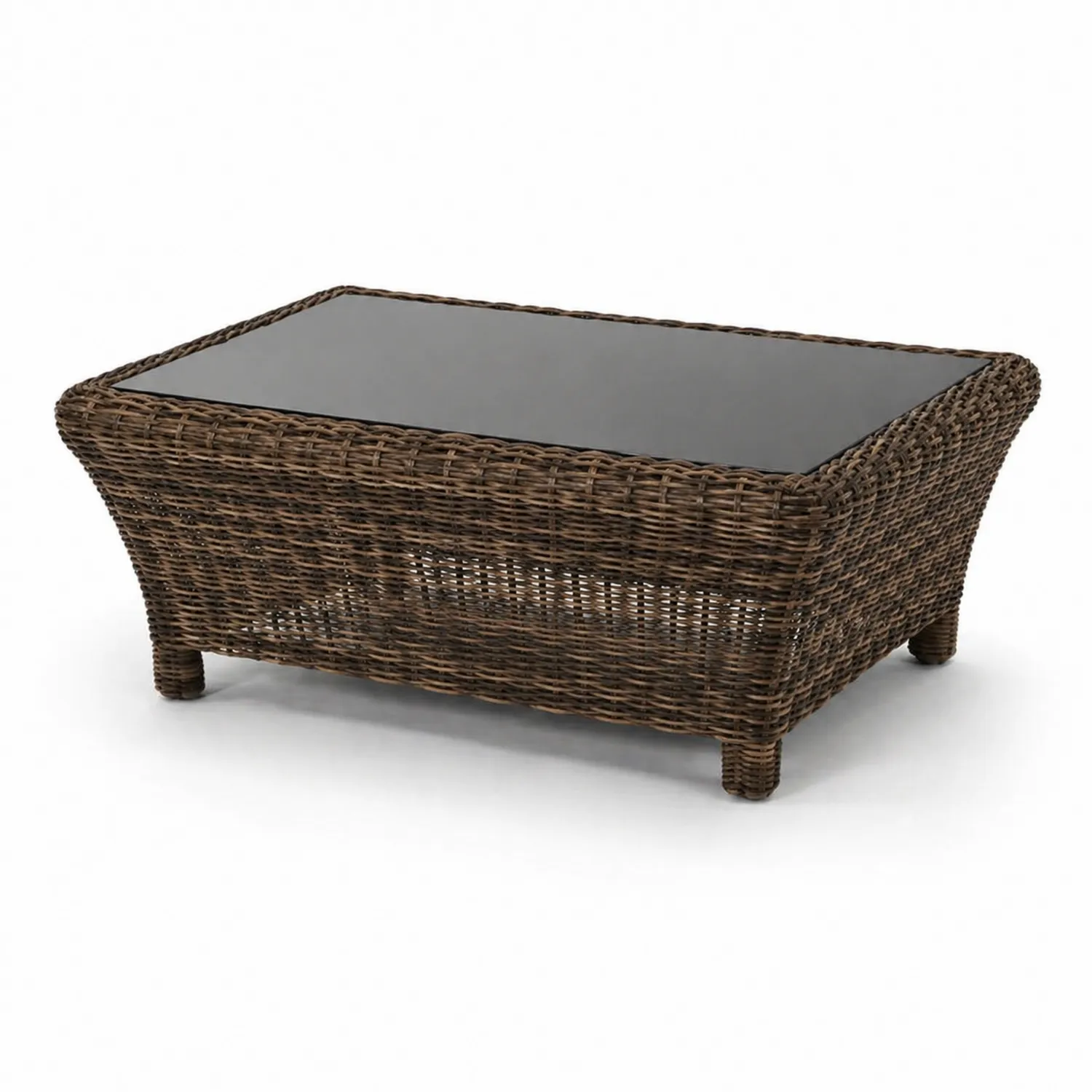 Mesa de centro de ratán con vidrio templado-Solveronest