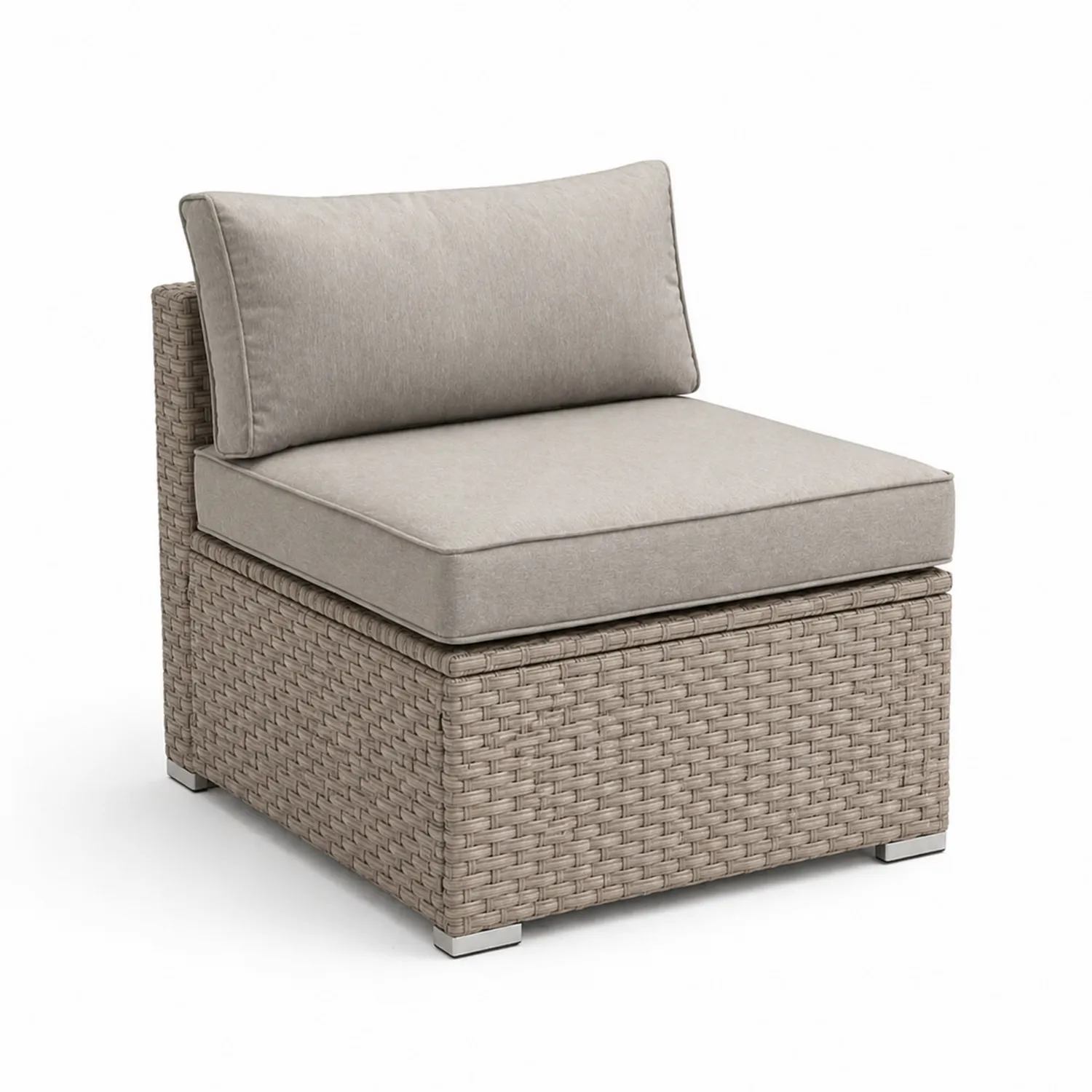 Sillón Modular de Mimbre Sintético y Cojines Beige-Solveronest