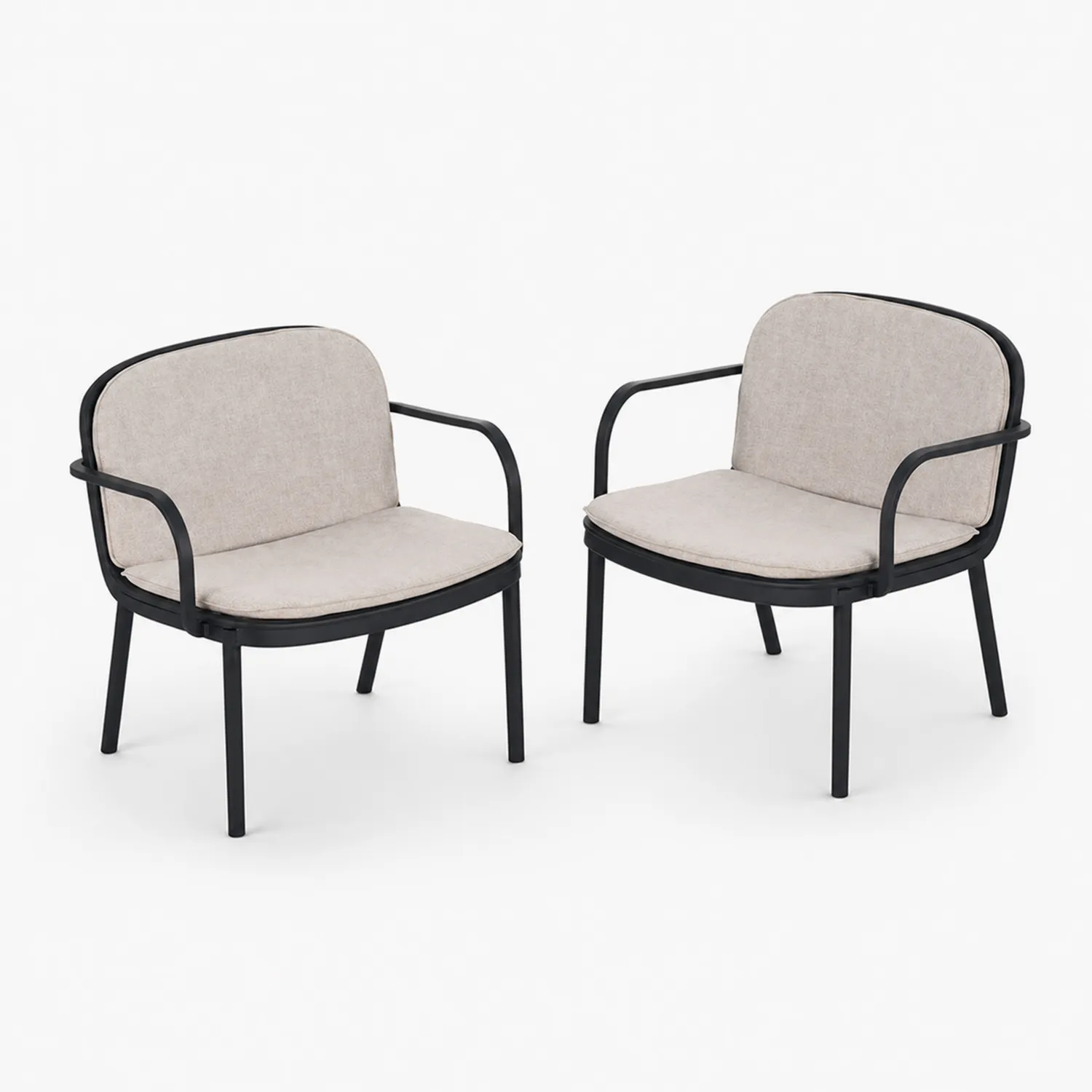 Sillones de Aluminio con Cojines de Poliéster Beige (Juego de 2)-Solveronest