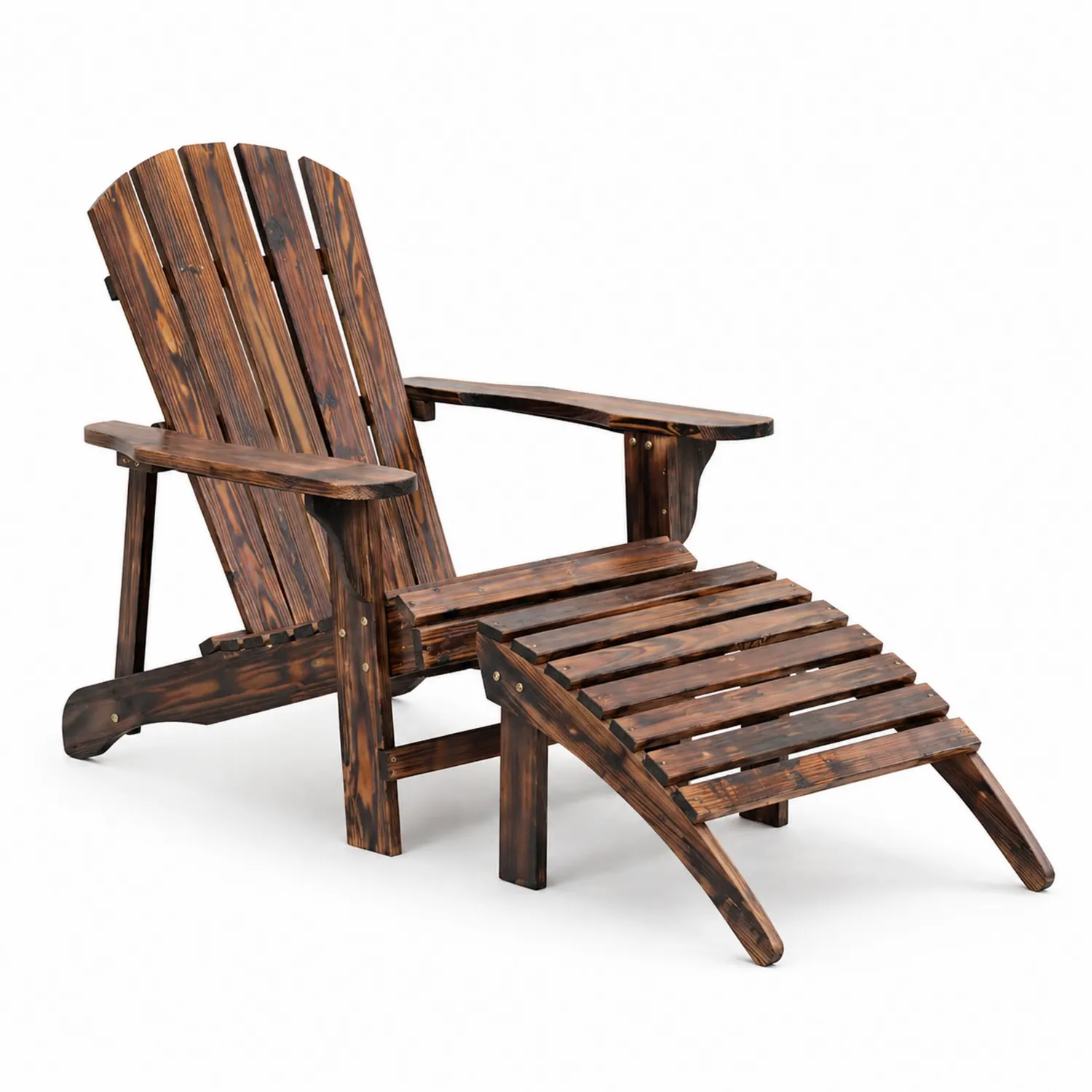 Silla Adirondack de Madera de Abeto con Reposapiés Marrón-Solveronest