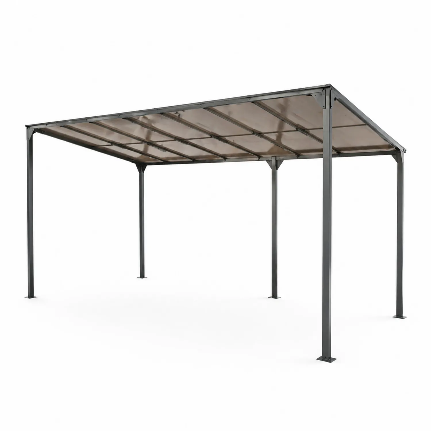 Pérgola de aluminio con techo de policarbonato 300x400 cm Gris-Solveronest