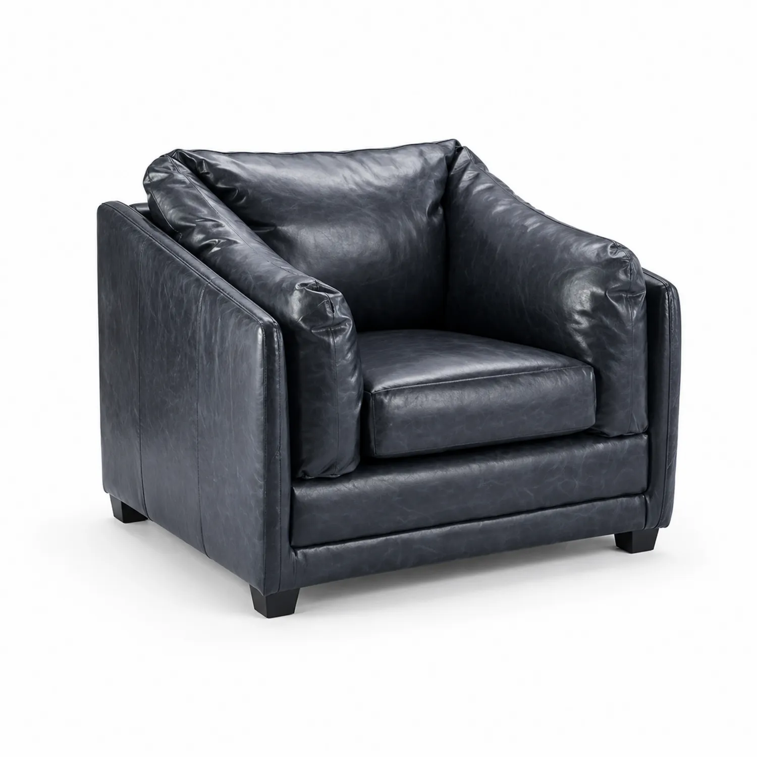 Sillón de cuero negro 90x80x85cm-Solveronest