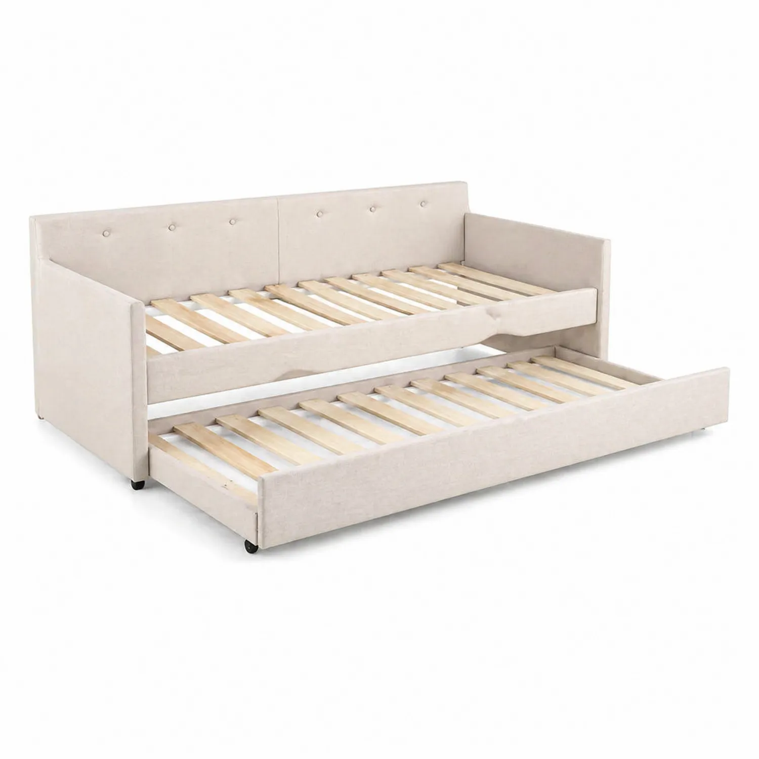 Cama de día con nido de madera y poliéster Beige-Solveronest