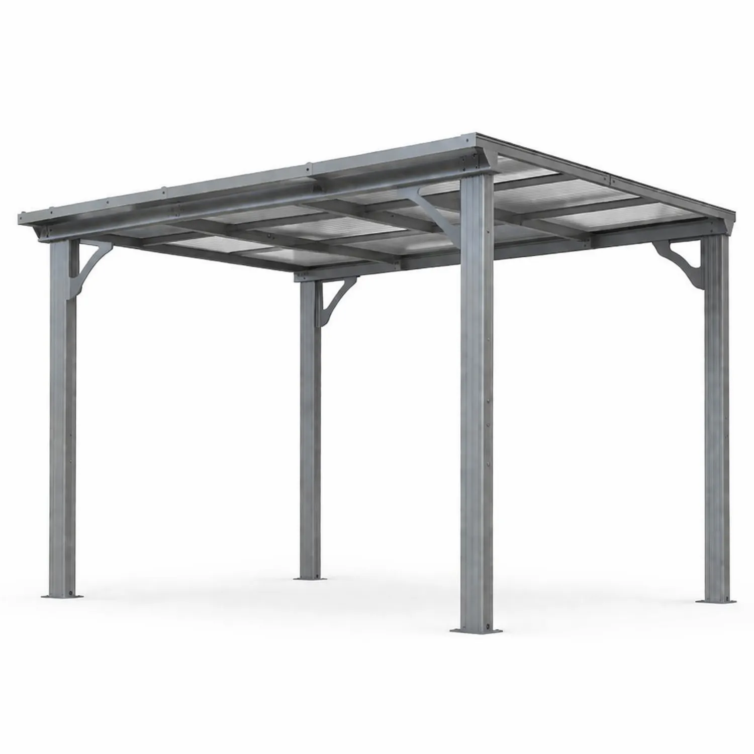 Pérgola de acero galvanizado y policarbonato 300x300x250 cm Gris-Solveronest