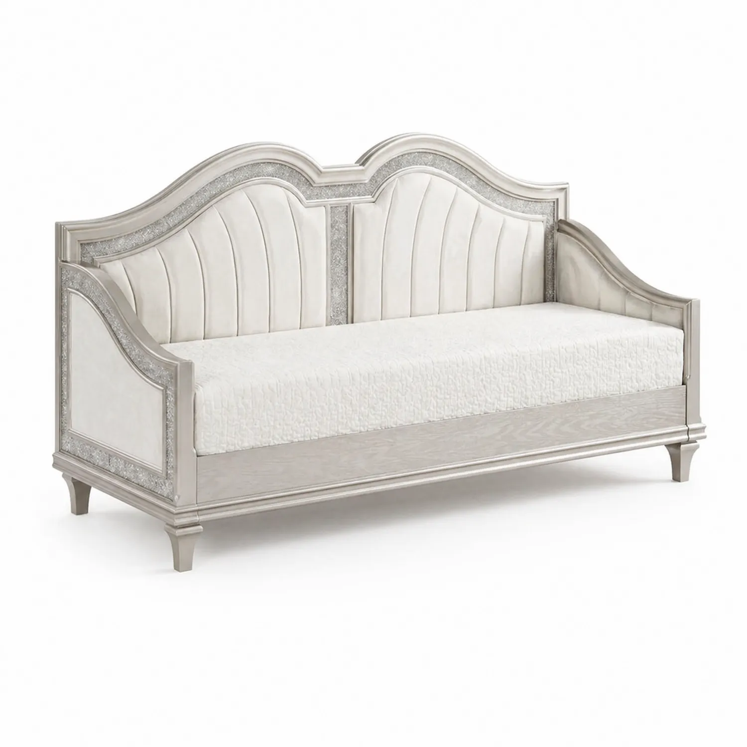 Sofá Cama de Madera con Tapizado Blanco-Solveronest