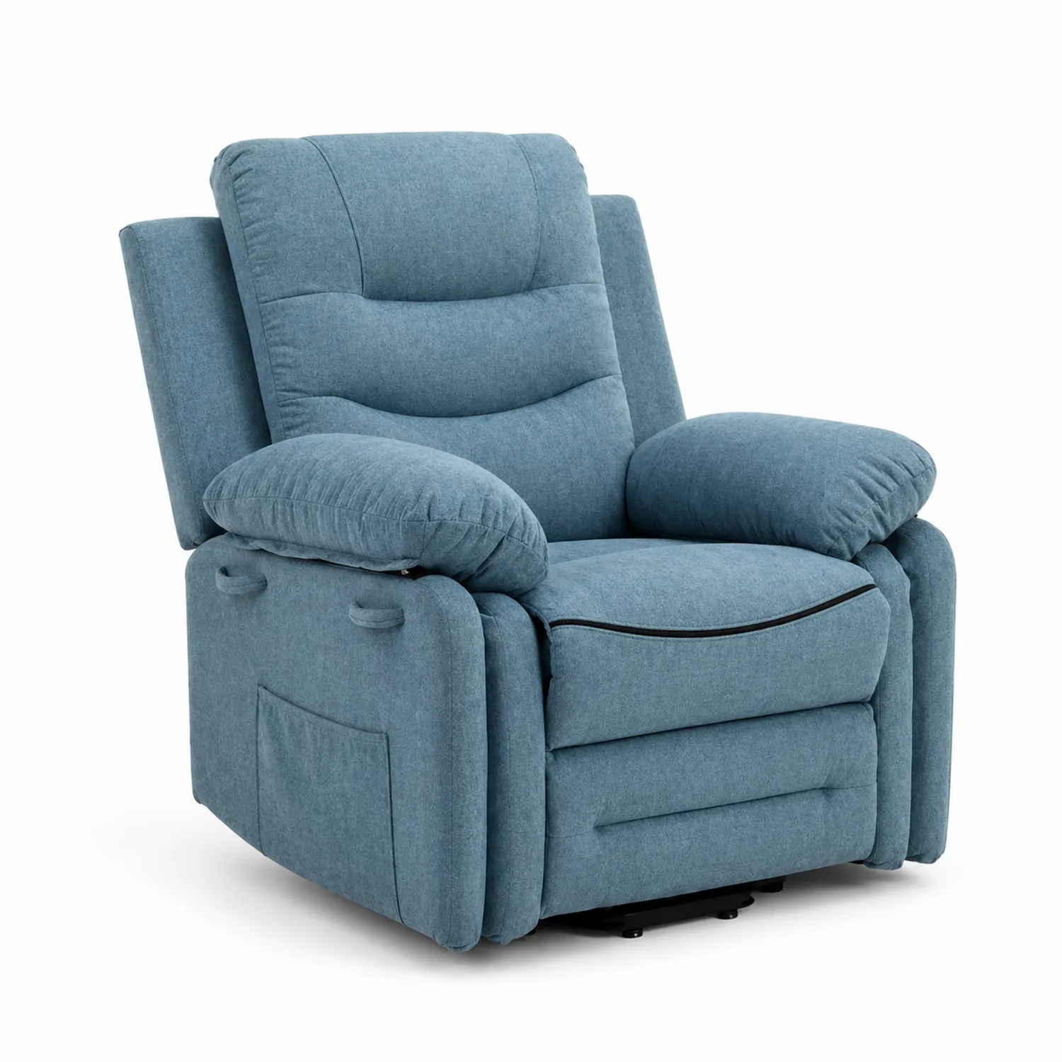 Sillón reclinable de tela azul 100x95x105 cm-Solveronest