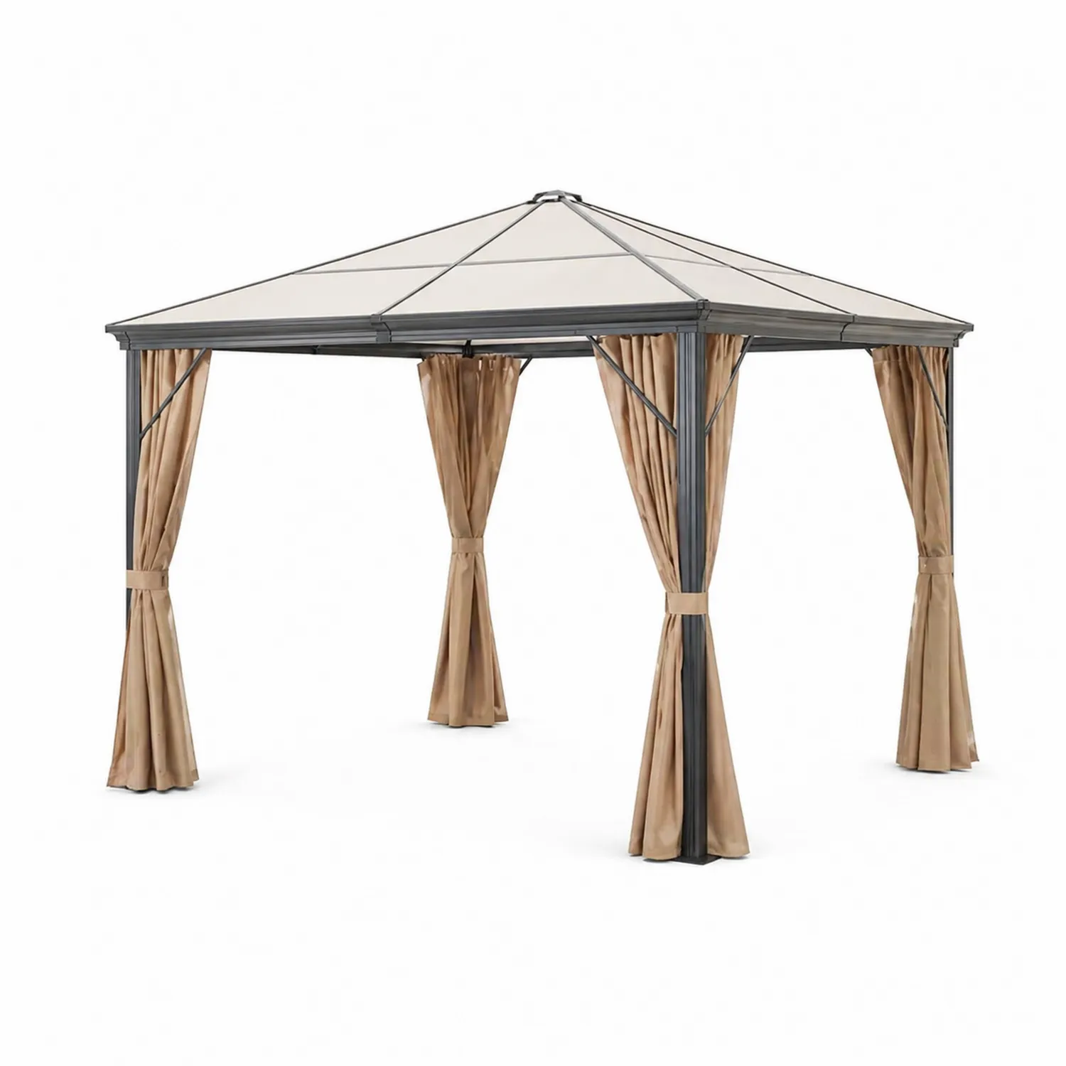 Pabellón de Jardín de Acero y Poliéster Beige 3x3m-Solveronest
